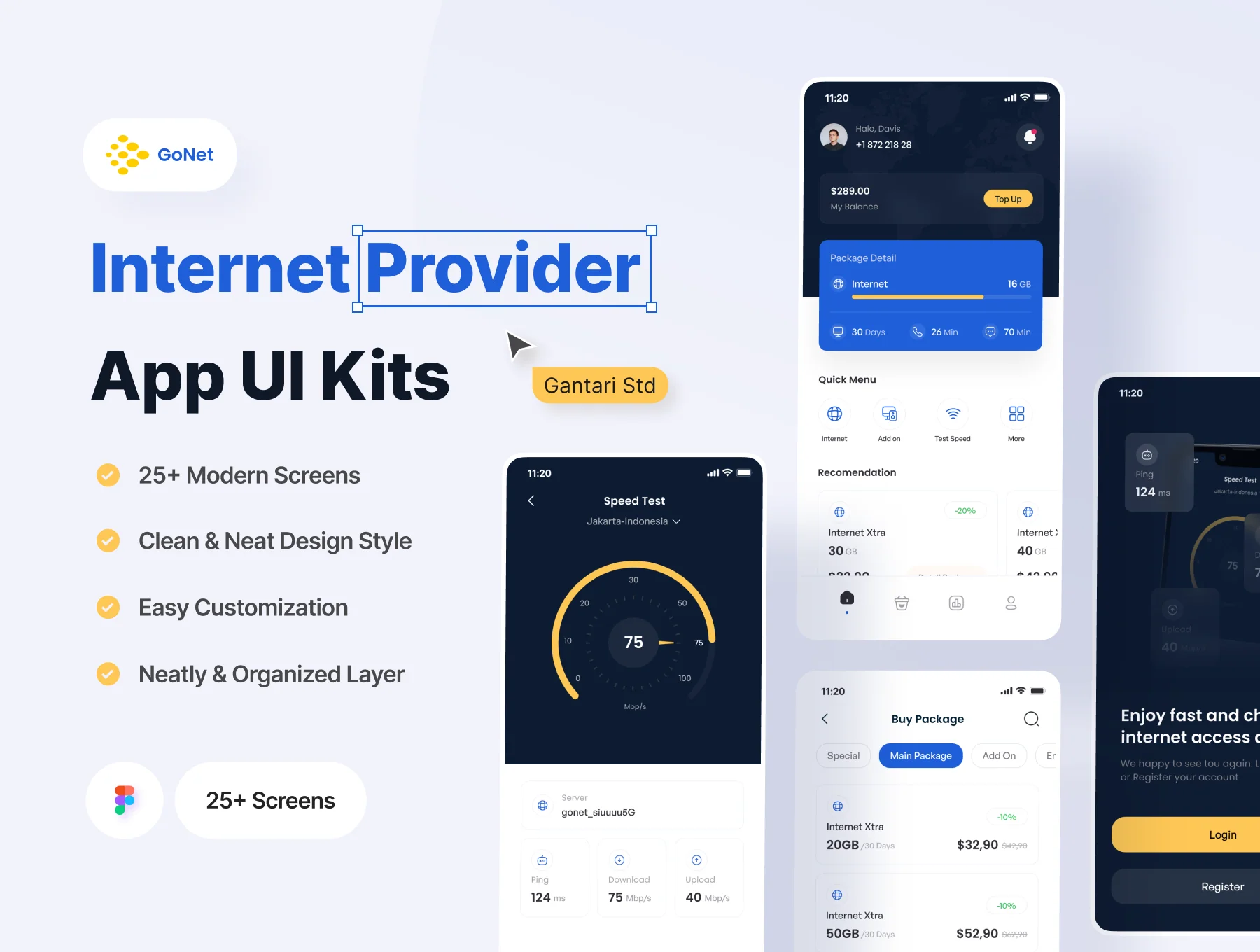 GoNet - Internet Provider App UI Kit