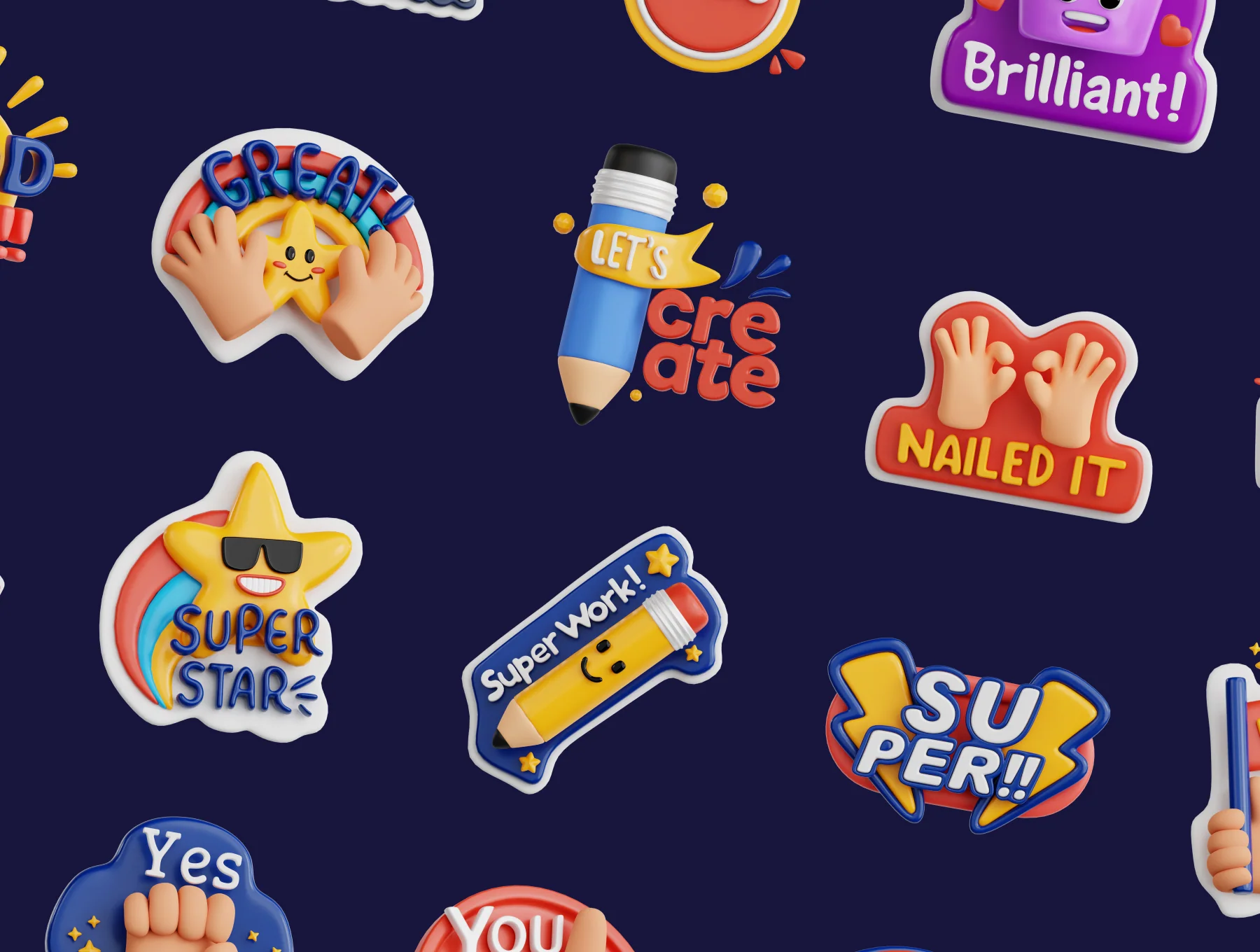 Good Vibe Stickers 3D Icon Set 2