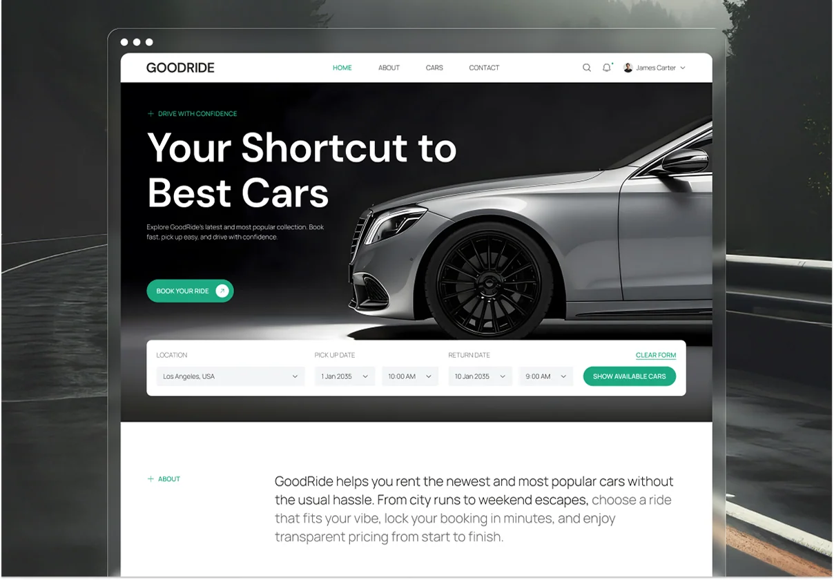 GoodRide - Car Rental Website UI Figma Template