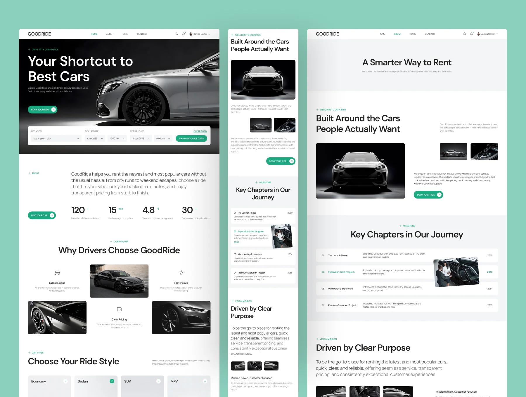 GoodRide - Car Rental Website UI Figma Template