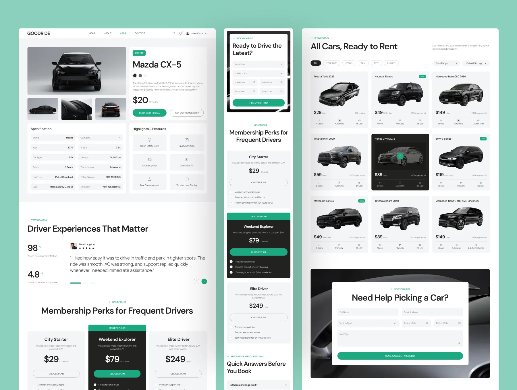 GoodRide - Car Rental Website UI Figma Template 4
