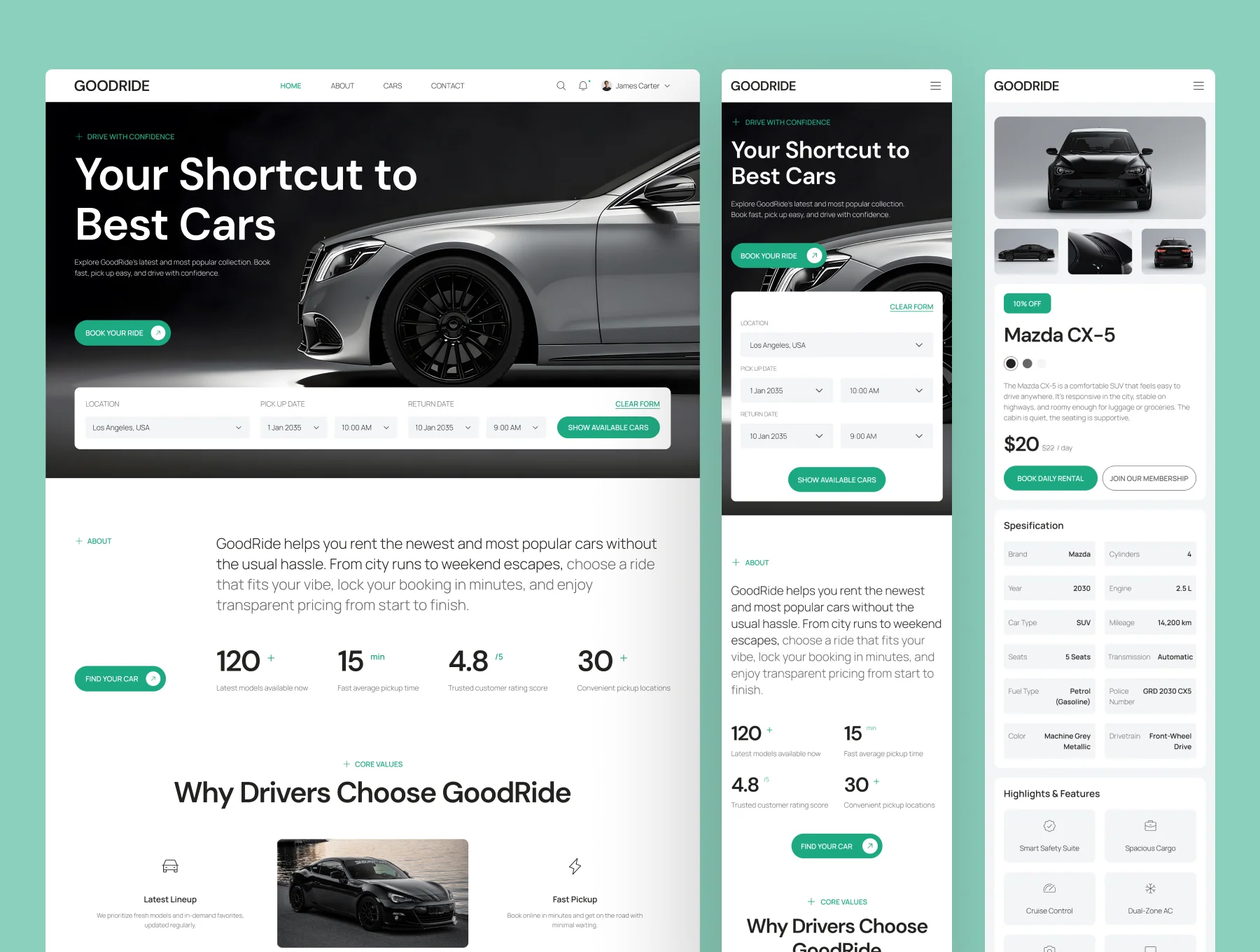 GoodRide - Car Rental Website UI Figma Template 6