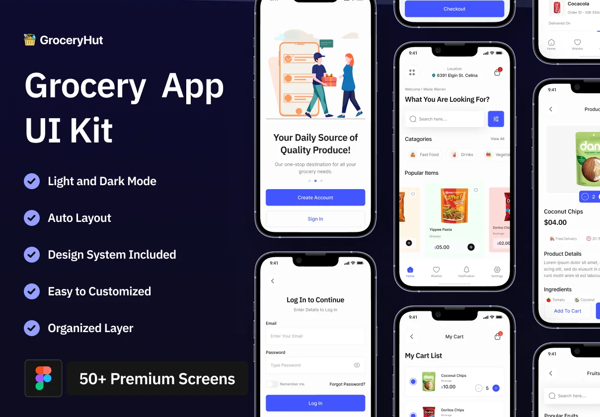 Gorcery Hut - Grocery Store App UI Kit