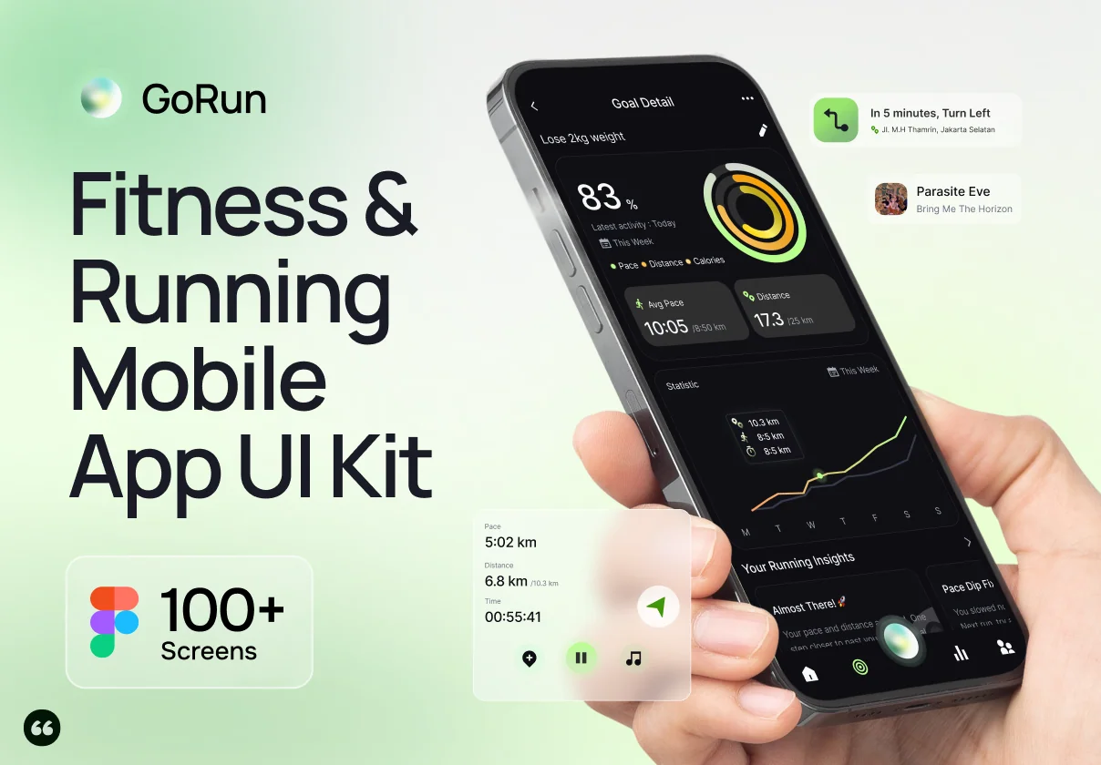 GoRun - Fitness & Running Mobile App UI KIT