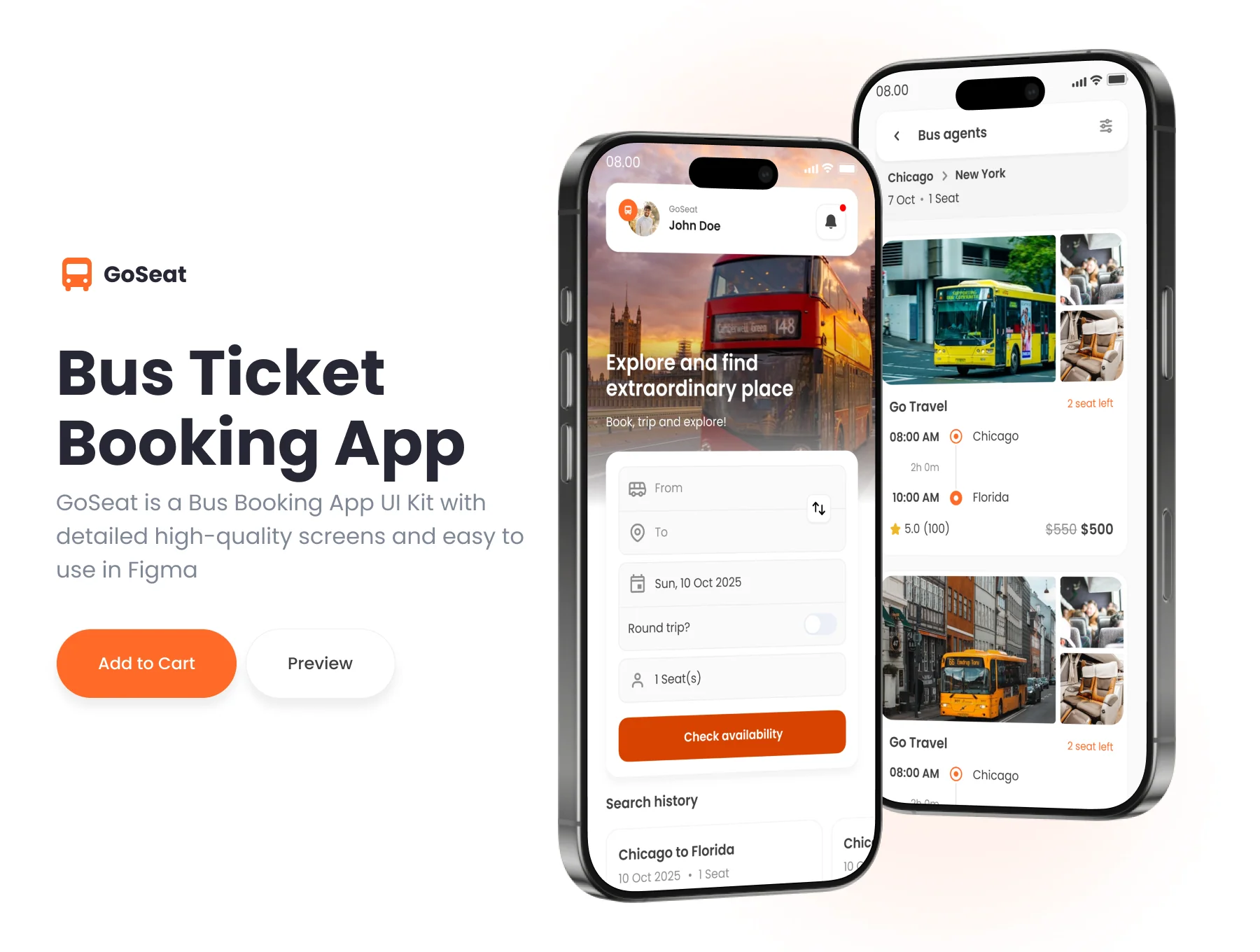 GoSeat - Bus Ticket Booking App UI Kit