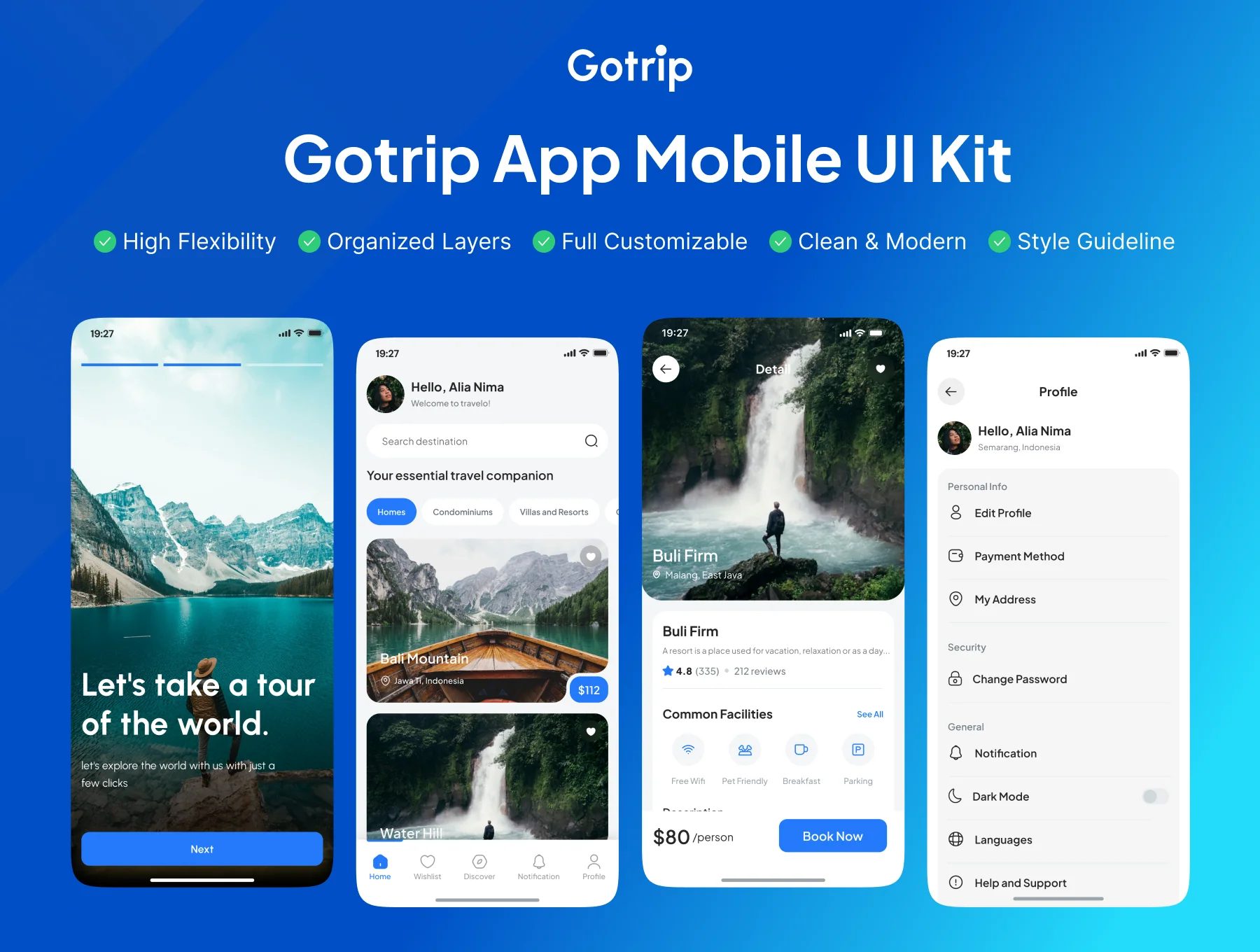 Gotrip - Travel & Hotel Mobile App UI Kit