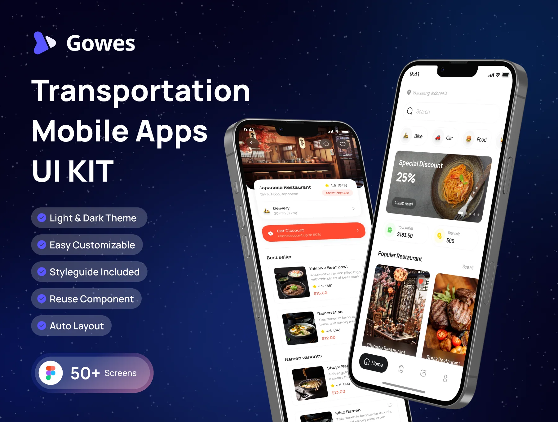 Gowes - Transportation Mobile Apps UI Kit