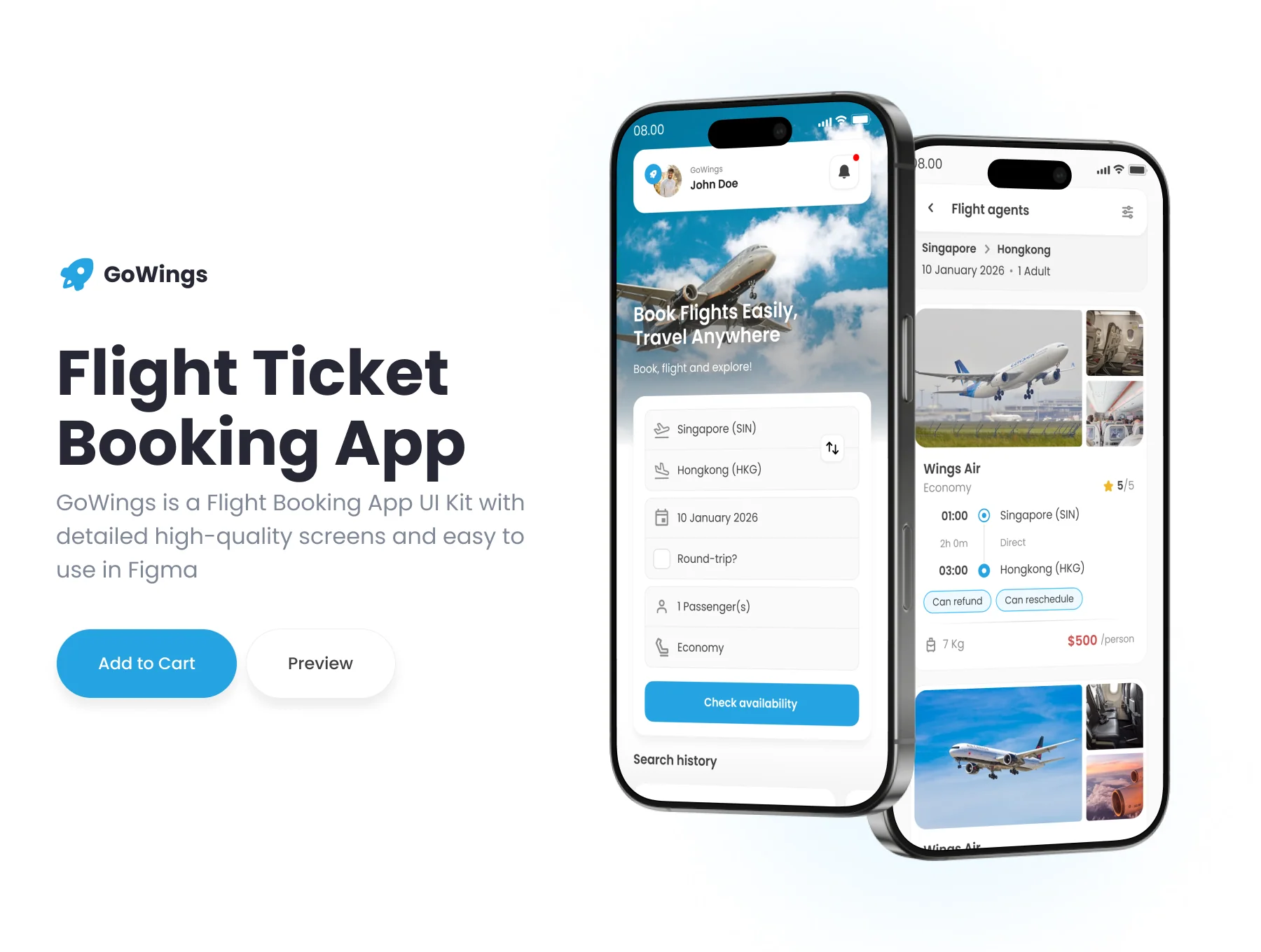 GoWings - Flight Booking App UI Kit