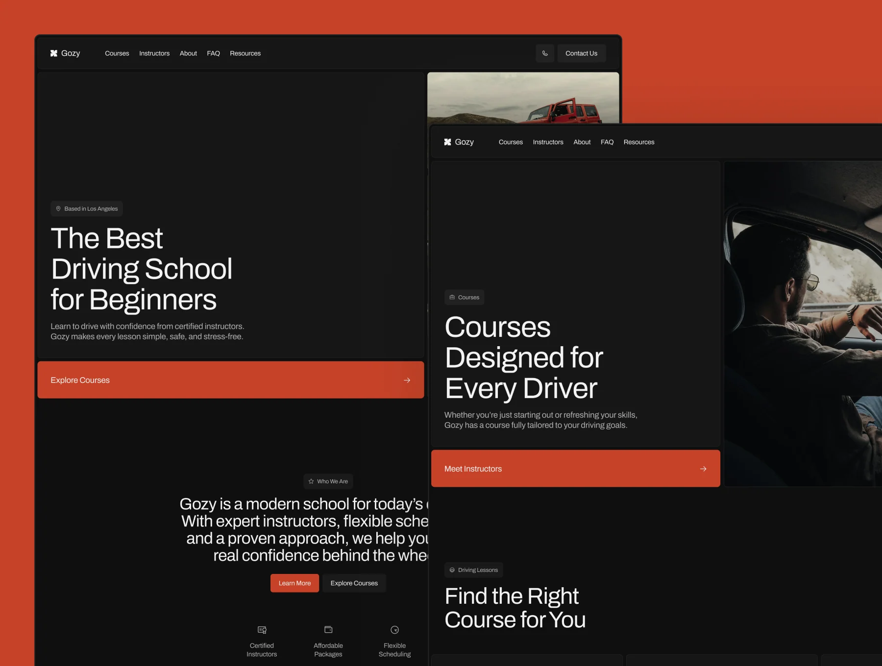 Gozy – Driving School Website 2