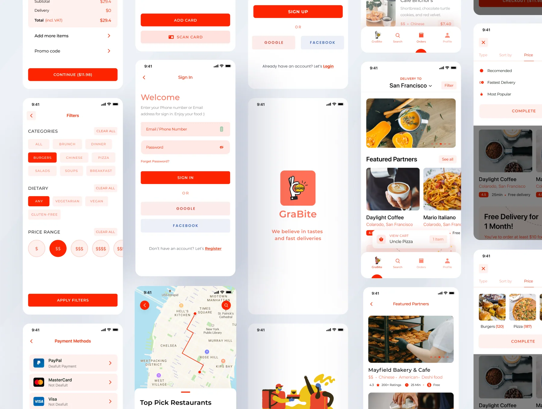 GraBite - A Food Order & Delivery App UI Kit 3