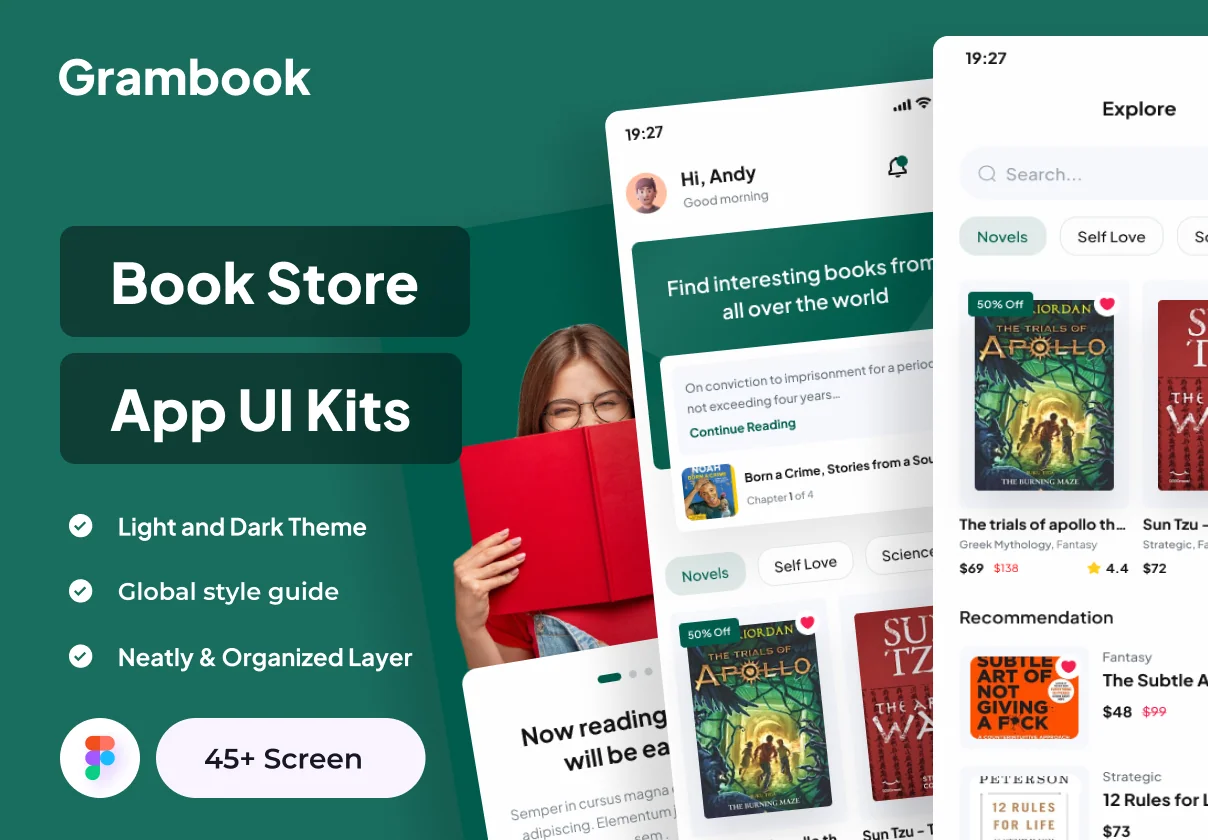 Grambook - Book Store Apps UI Kits