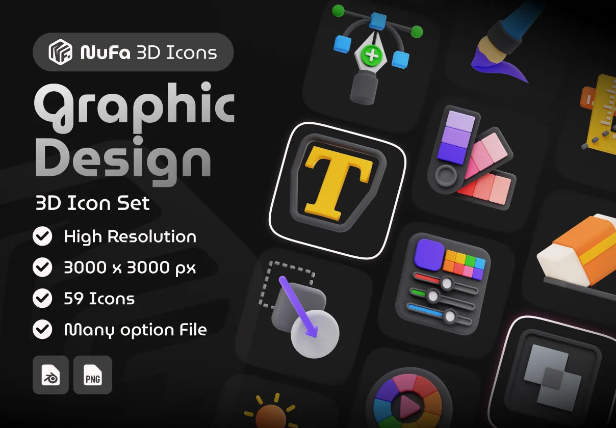 Graphic Design 3D Icon Set