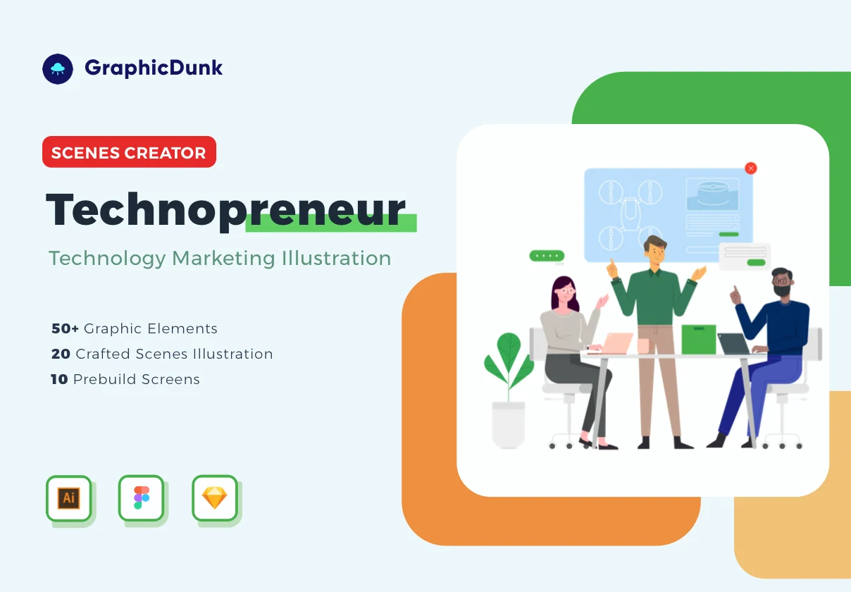 Graphicdunk - Technopreneur Illustration Scene Creator