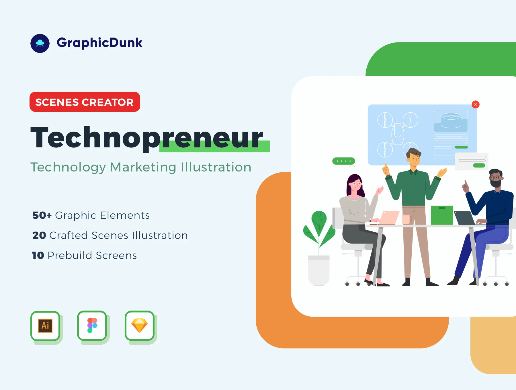 Graphicdunk - Technopreneur Illustration Scene Creator