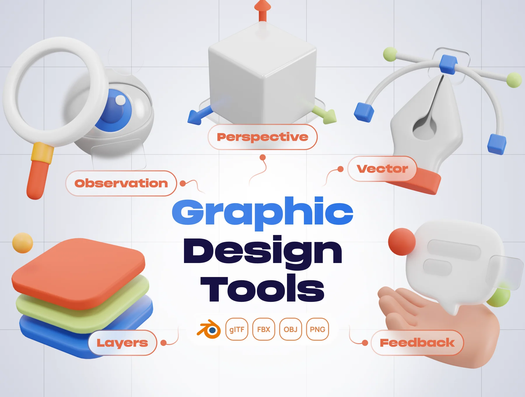 Graphy - Graphic Design 3D Icon Set 2