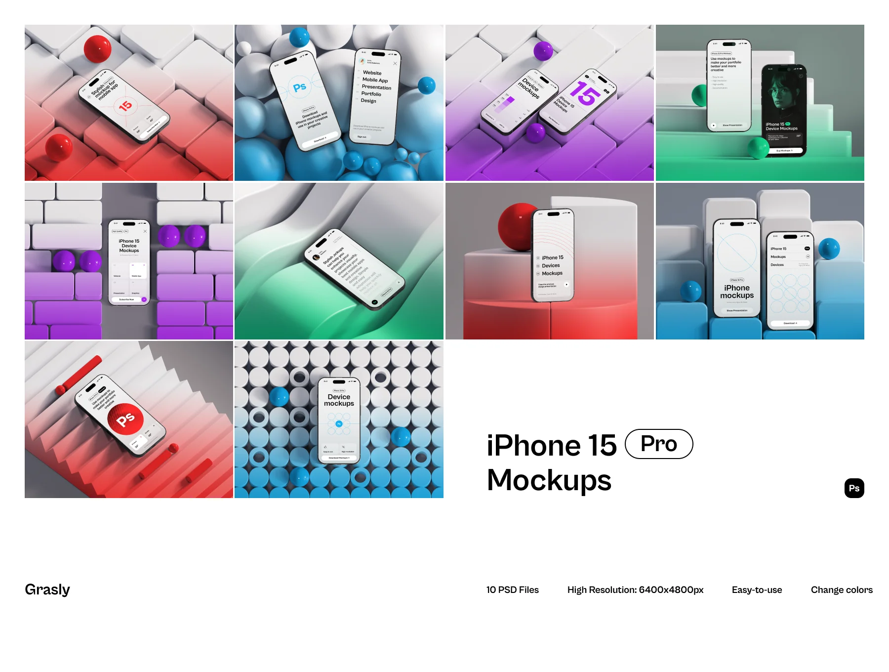 Grasly - iPhone 15 Mockups Part.1 2