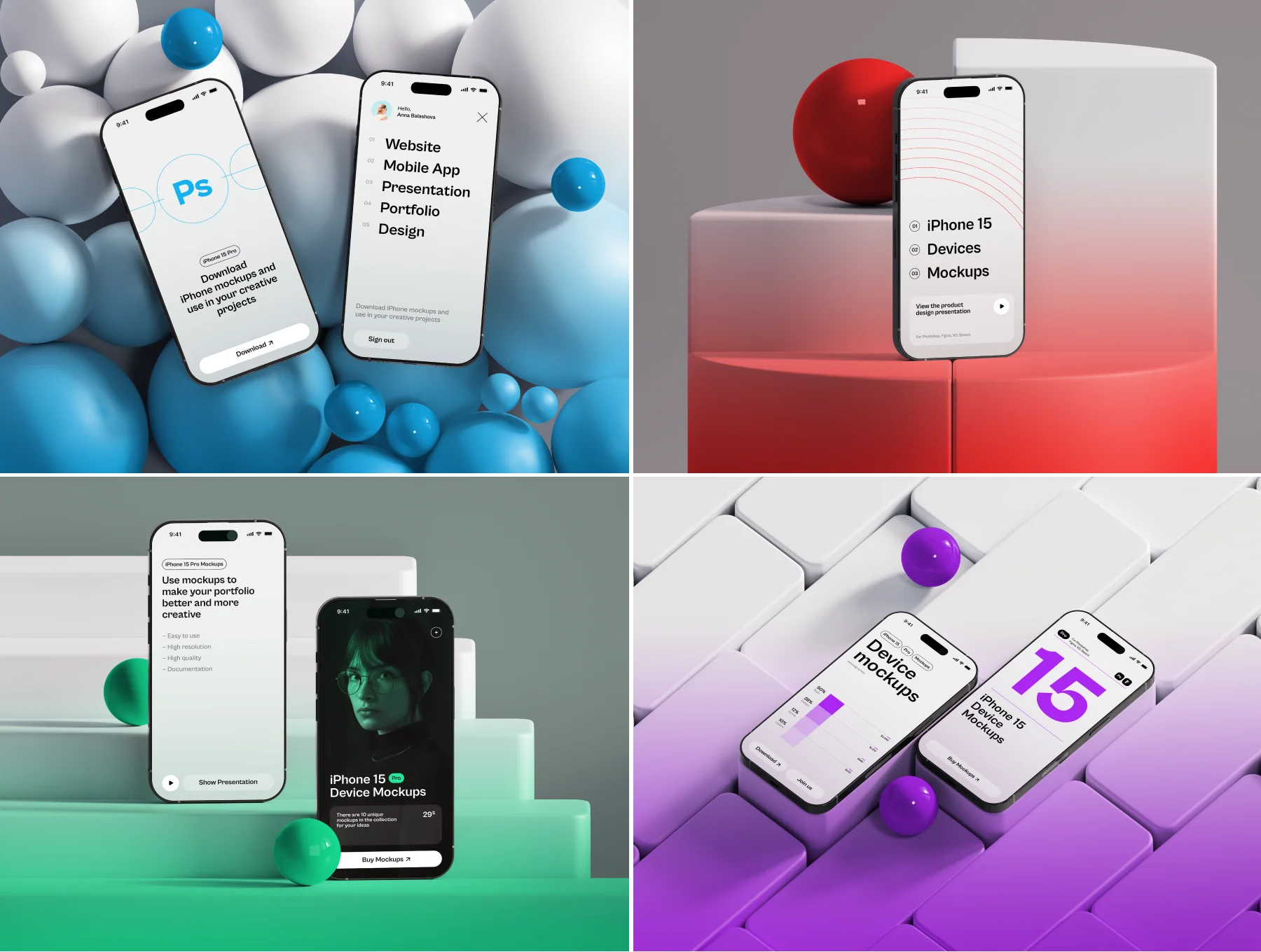 Grasly - iPhone 15 Mockups Part.1 4