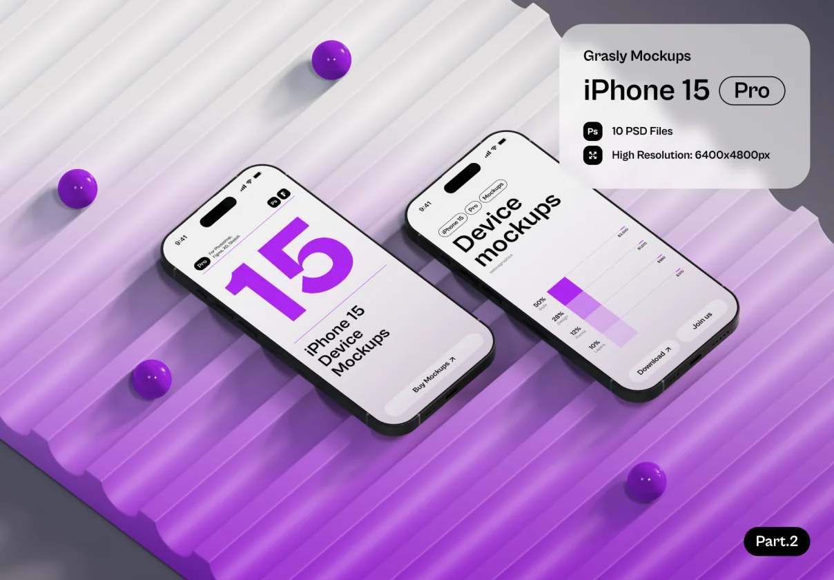Grasly - iPhone 15 Mockups Part.2