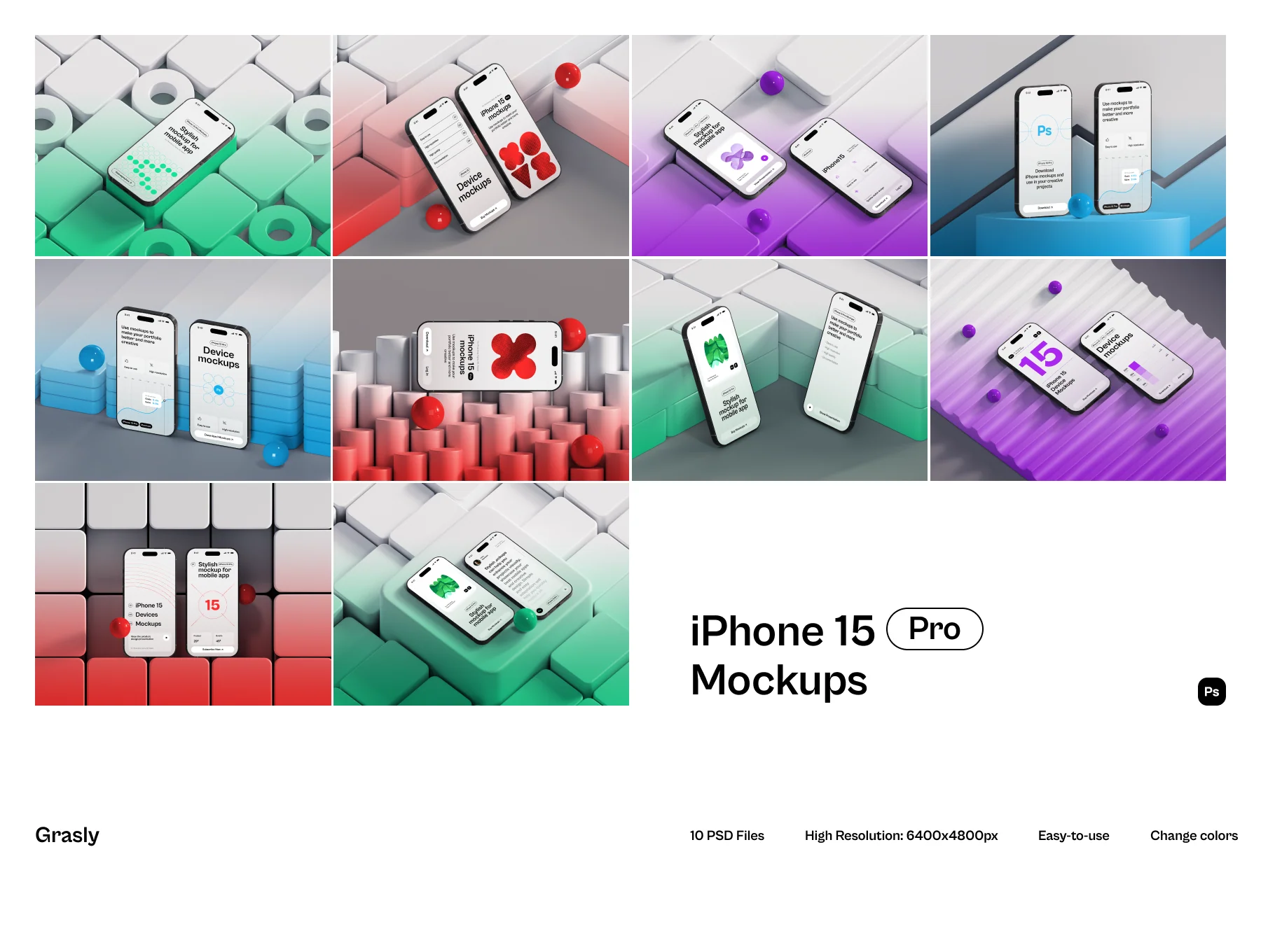 Grasly - iPhone 15 Mockups Part.2 2
