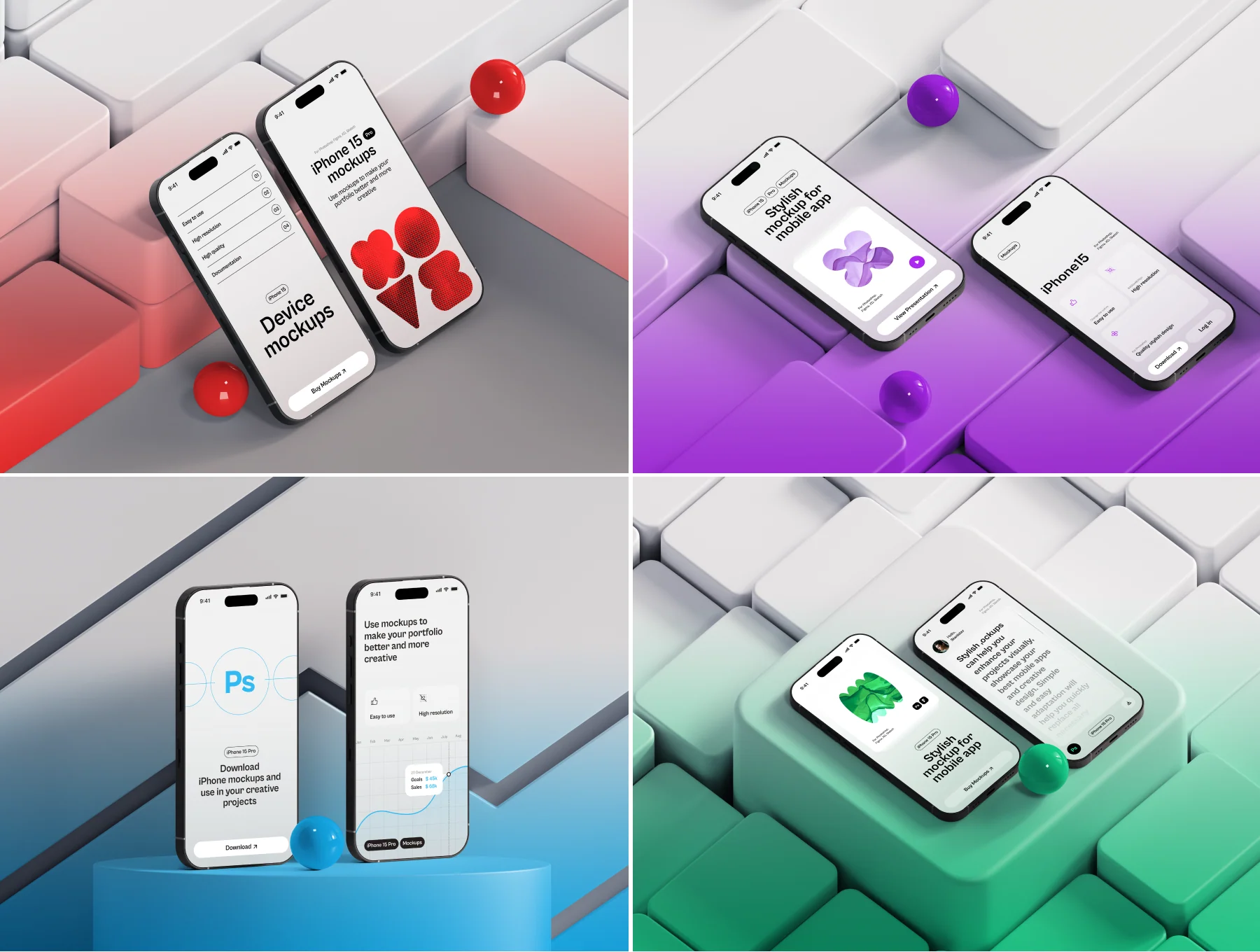 Grasly - iPhone 15 Mockups Part.2 4