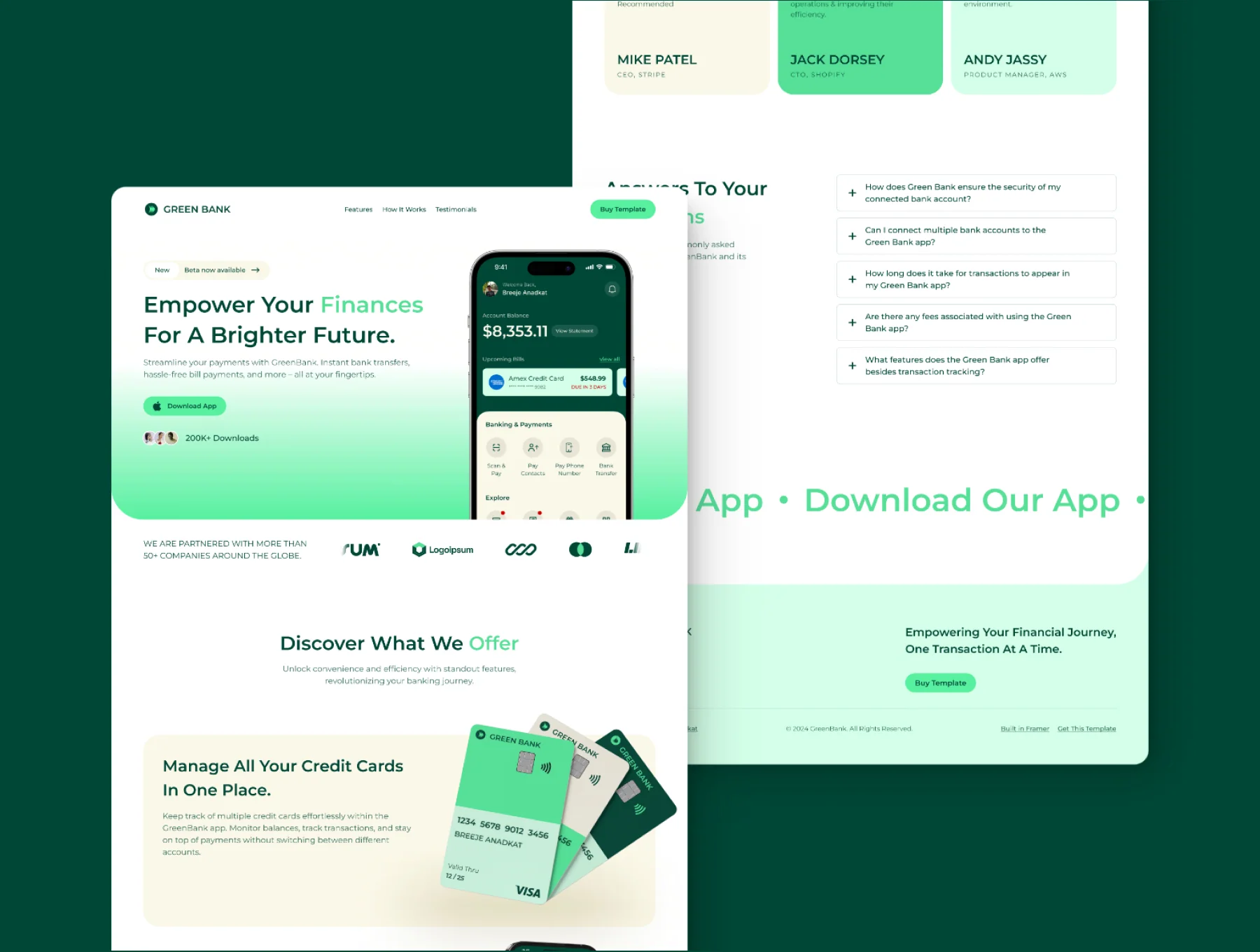 Green Bank - Framer Template 4
