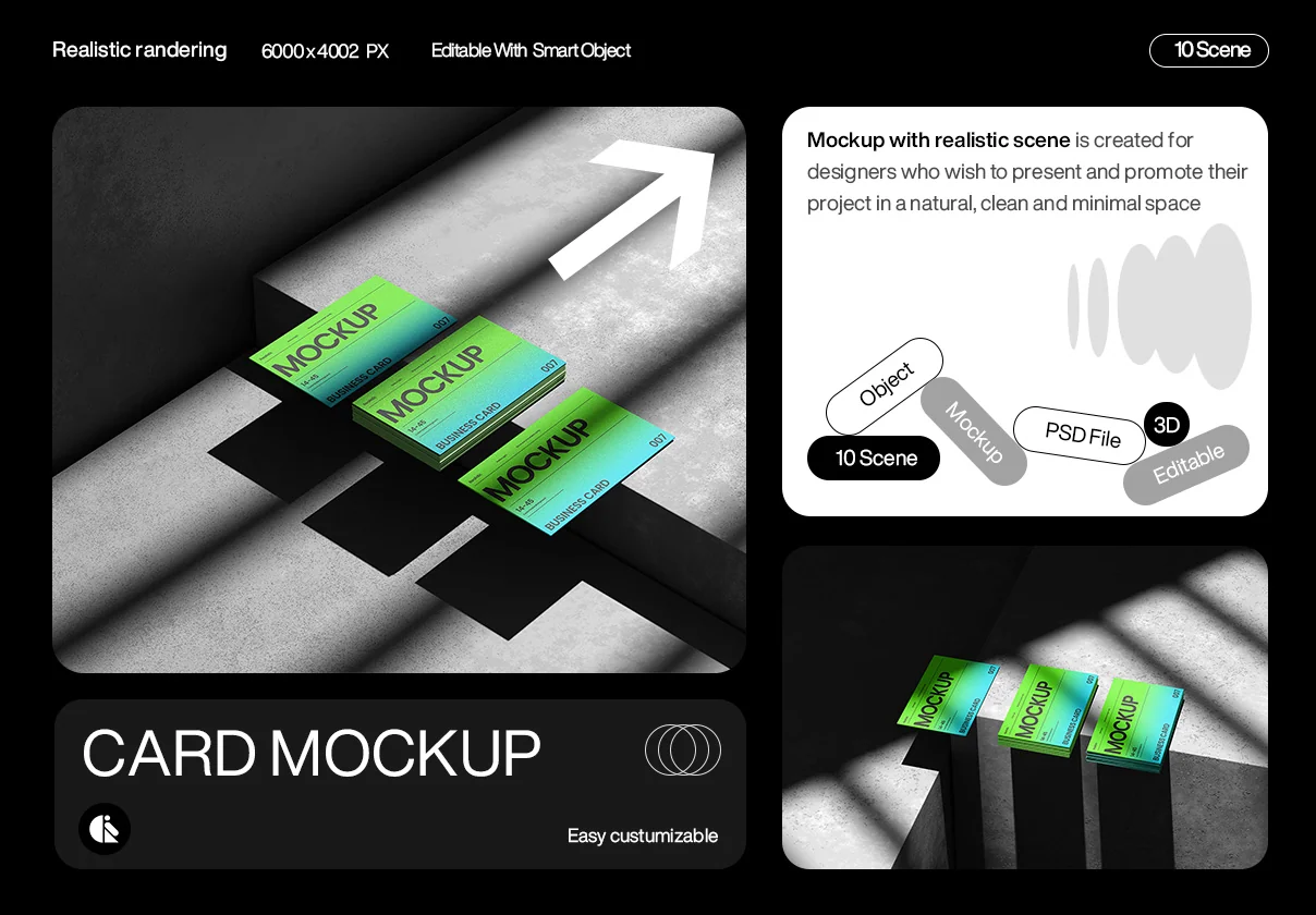 Green Gradient Business Card Mockup