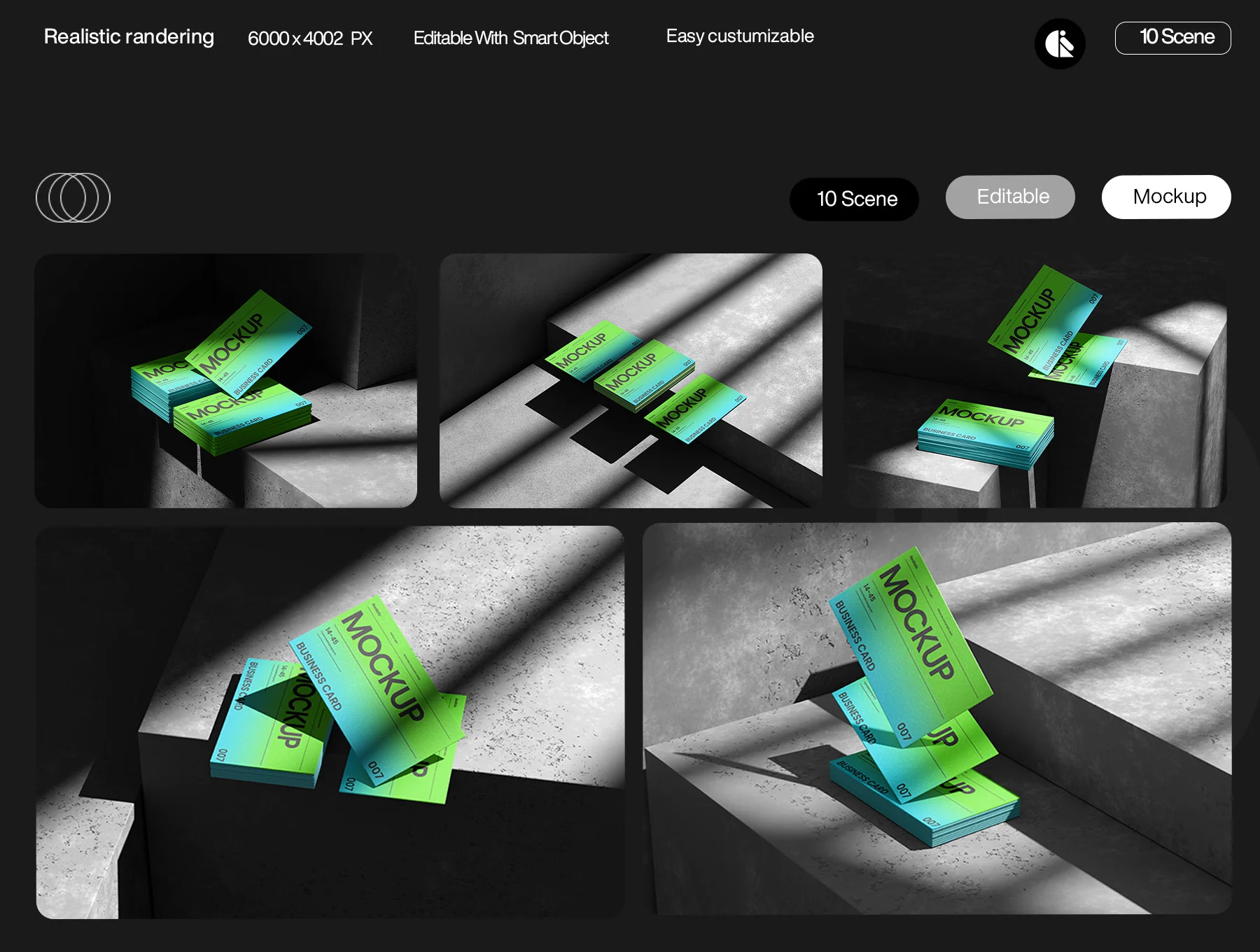 Green Gradient Business Card Mockup 3