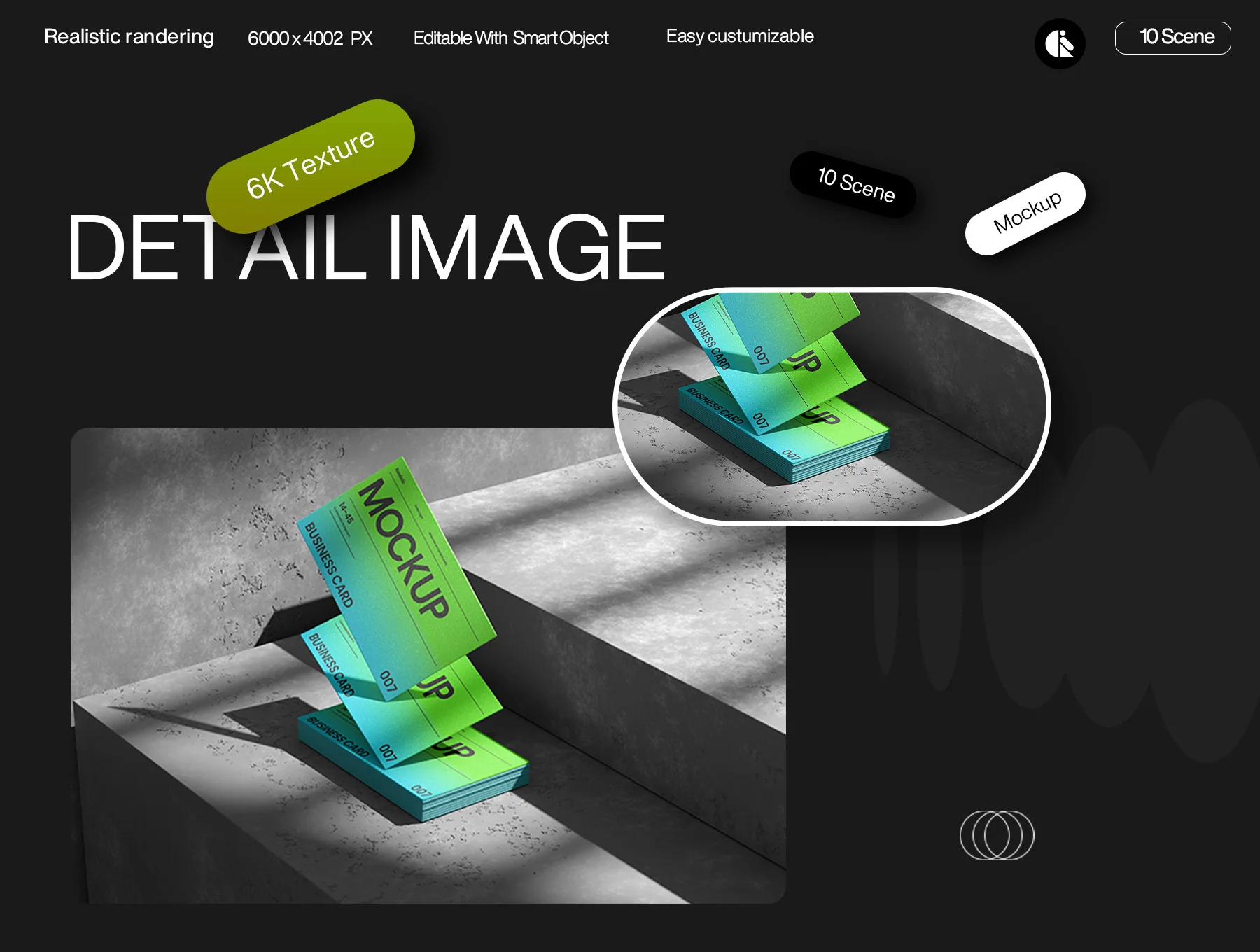 Green Gradient Business Card Mockup 5