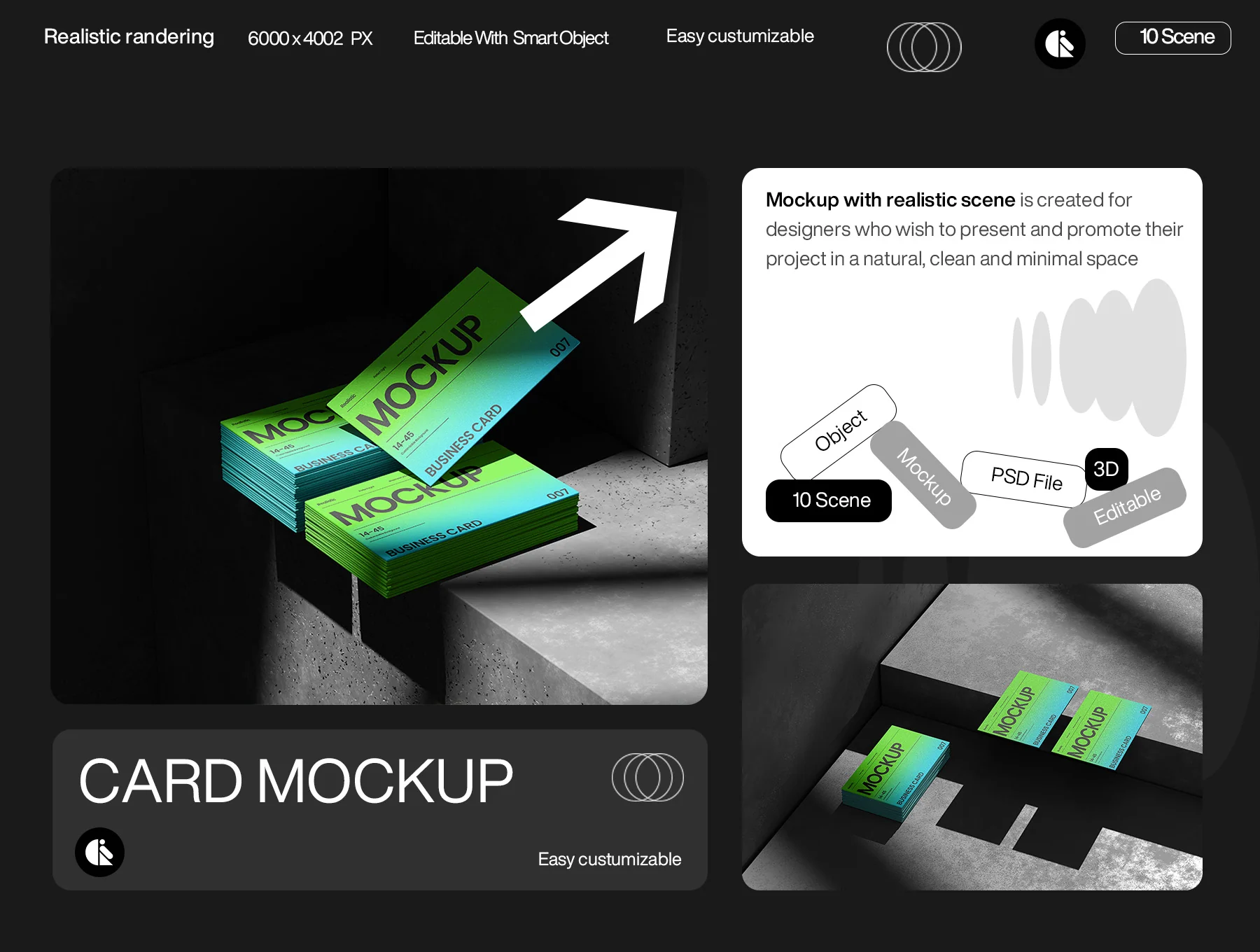 Green Gradient Business Card Mockup 6