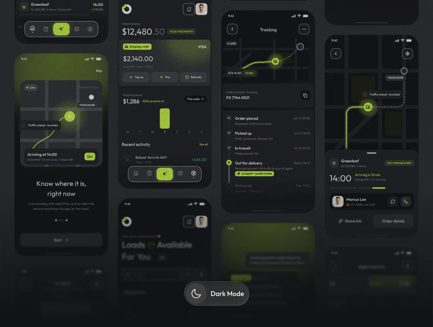 Greenleaf — AI Logistics Tracking App UI Kit 3