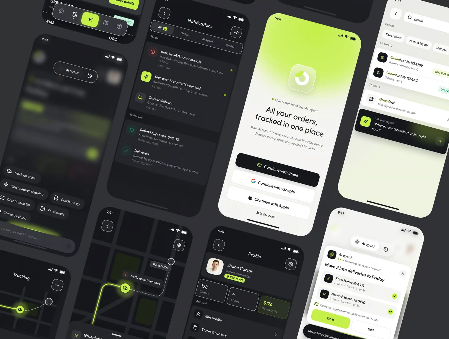 Greenleaf — AI Logistics Tracking App UI Kit 6