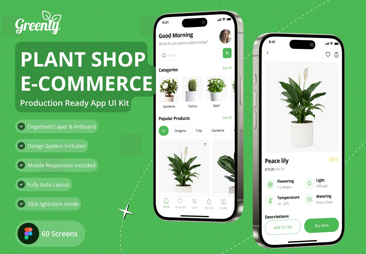 Greenly - Plant Shop Ecommerce App UI Kit