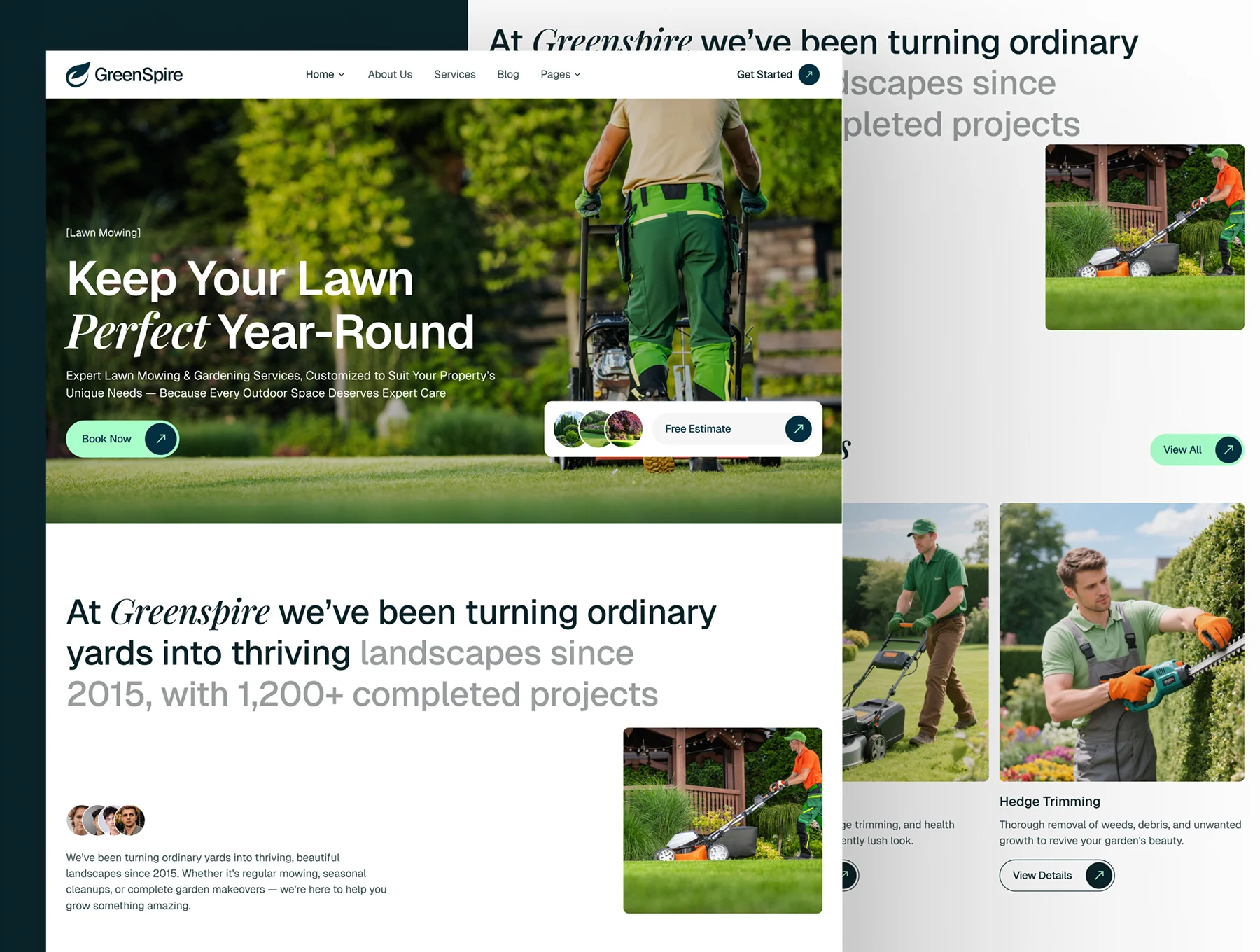 GreenSpire — Landscaping, Lawn Mowing Gardening Figma Template 2