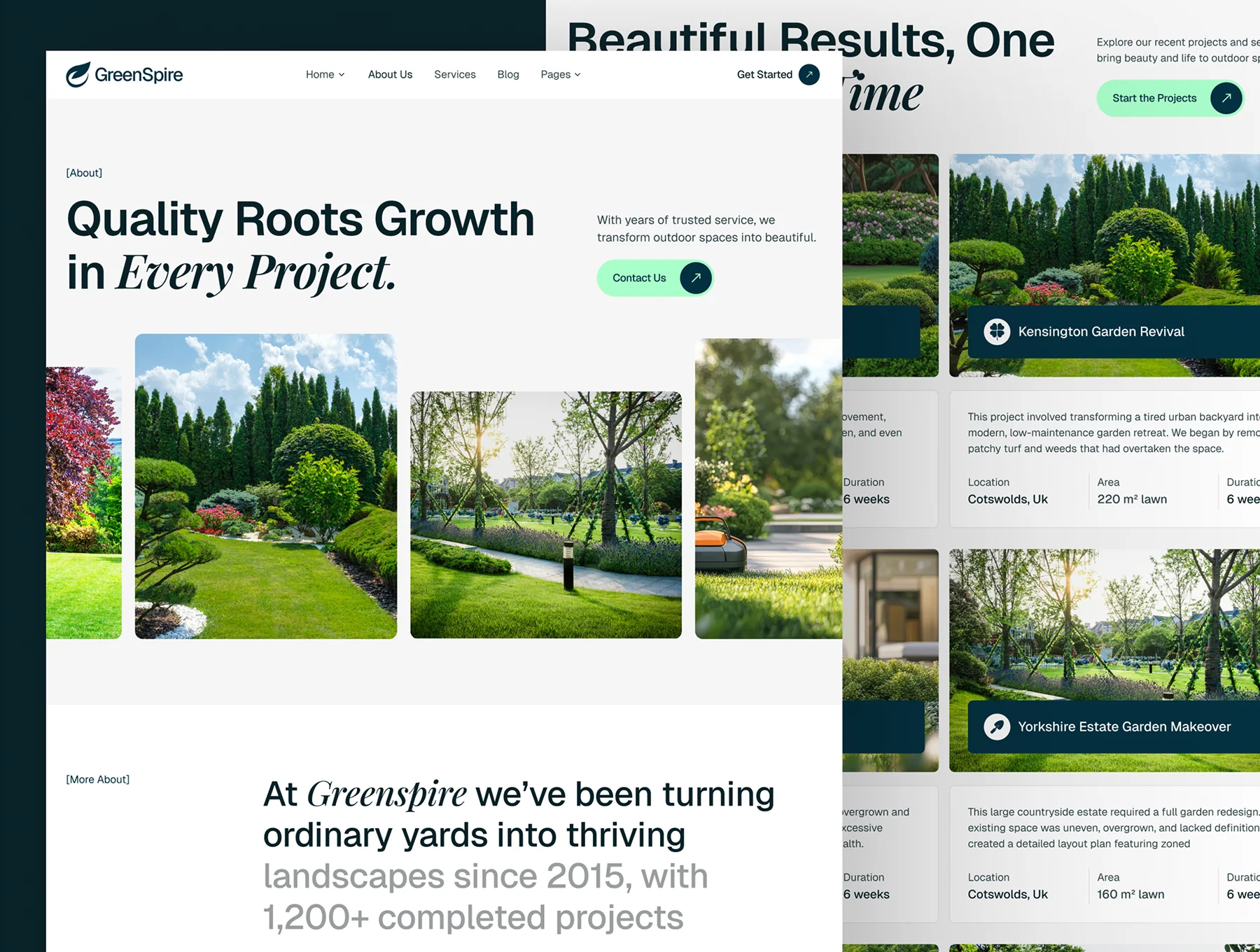 GreenSpire — Landscaping, Lawn Mowing Gardening Figma Template 3