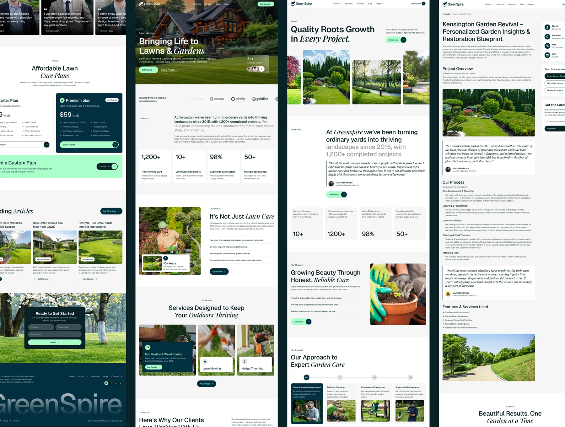 GreenSpire — Landscaping, Lawn Mowing Gardening Figma Template 4