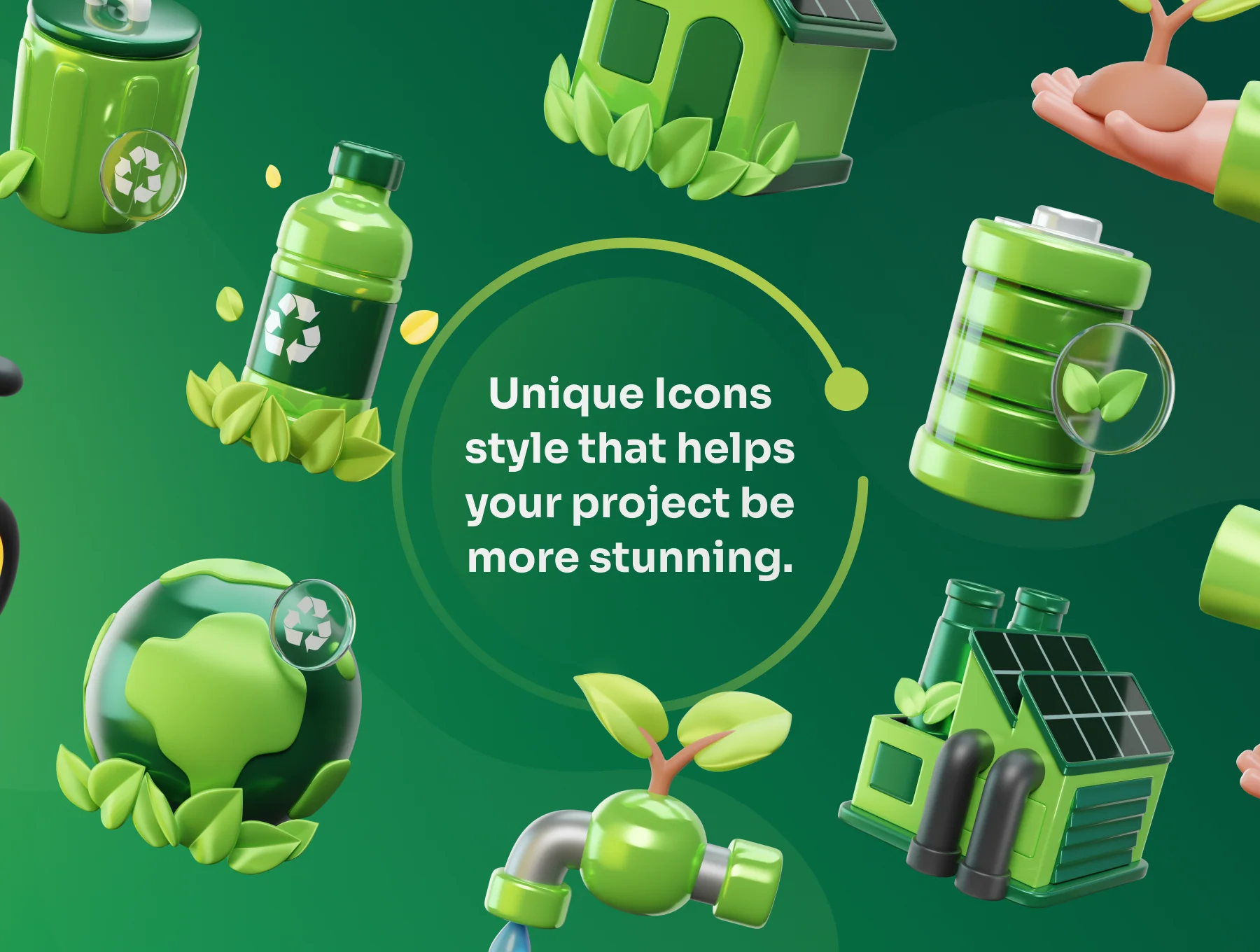 Greeny - Environment & Ecology 3D Icon Set 2