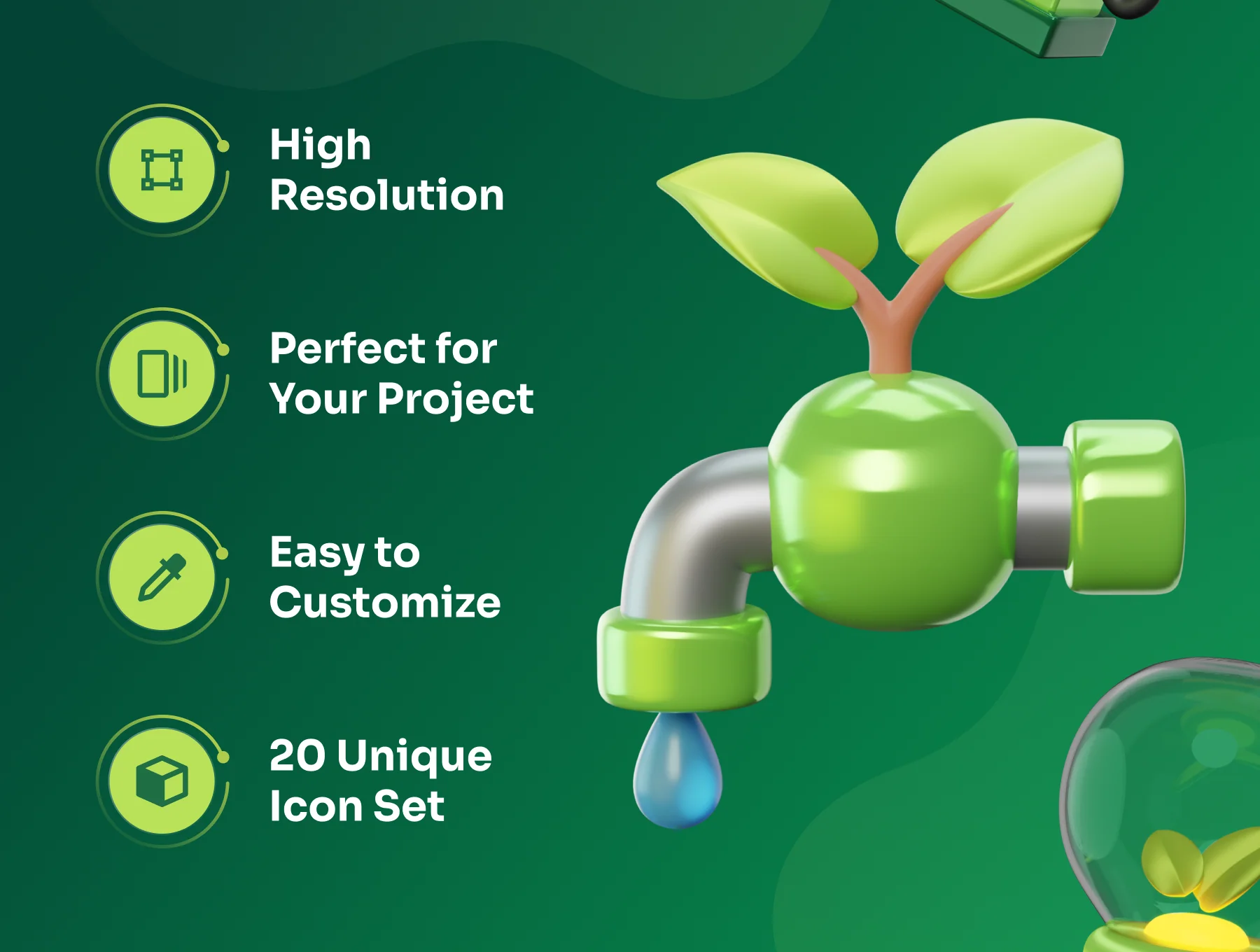 Greeny - Environment & Ecology 3D Icon Set 3