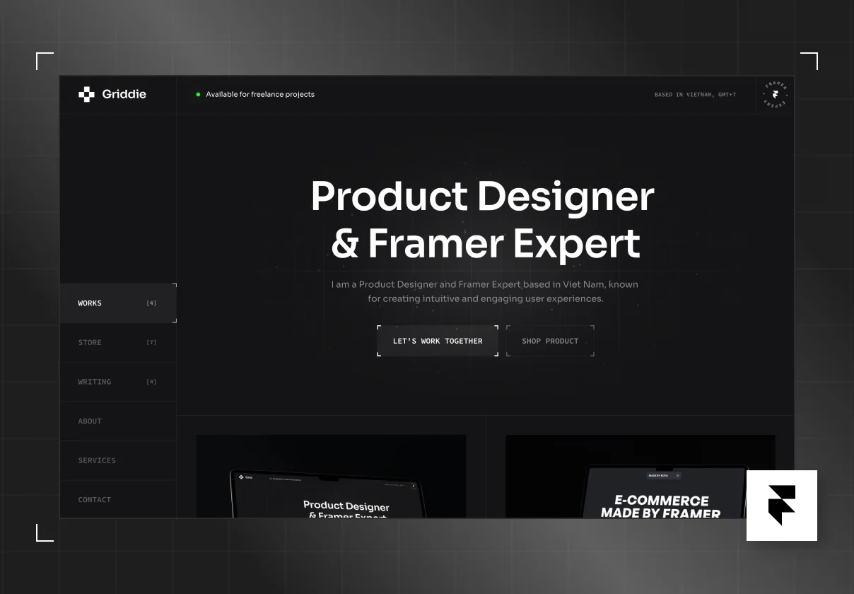 Griddie - Personal Site Framer template