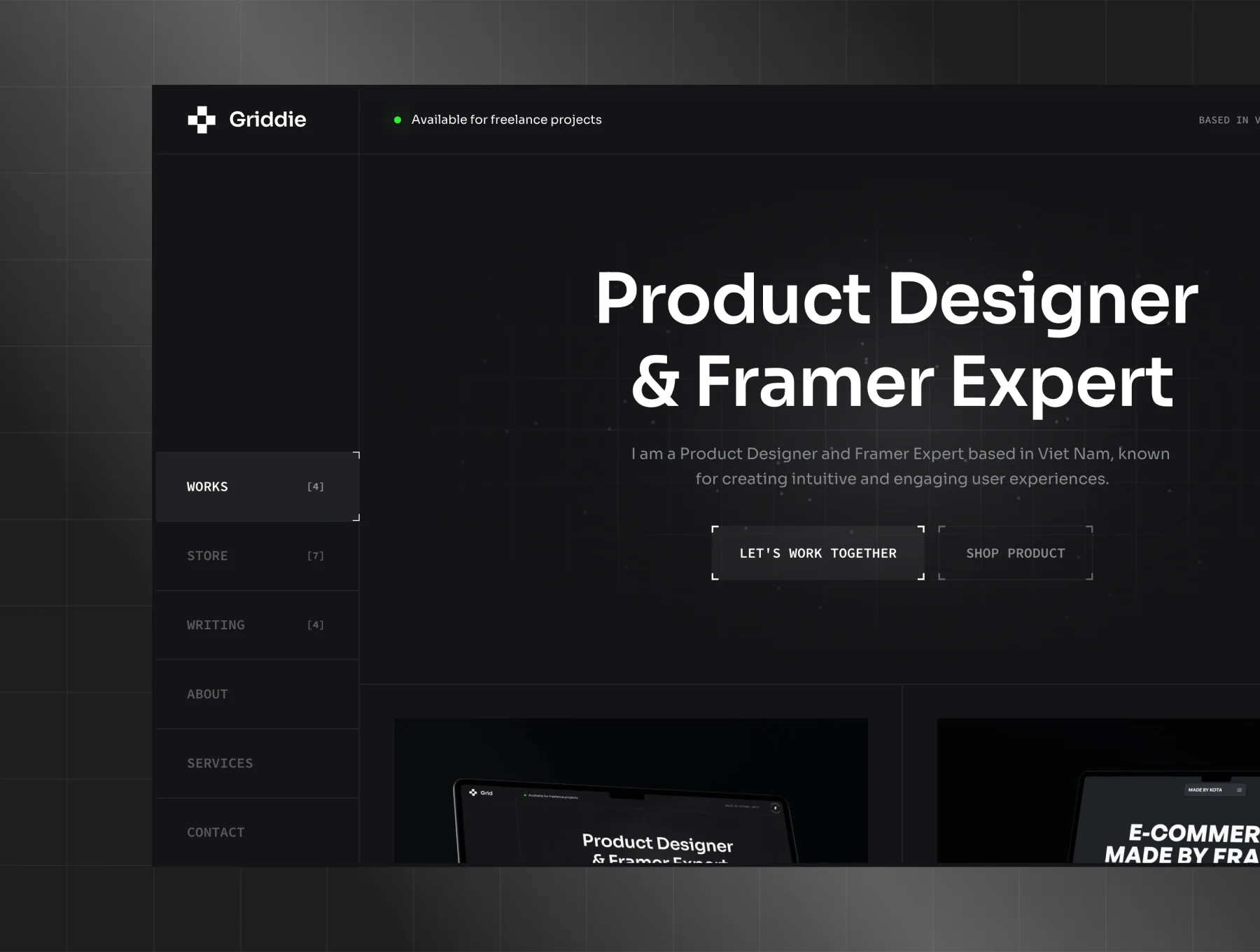 Griddie - Personal Site Framer template 2
