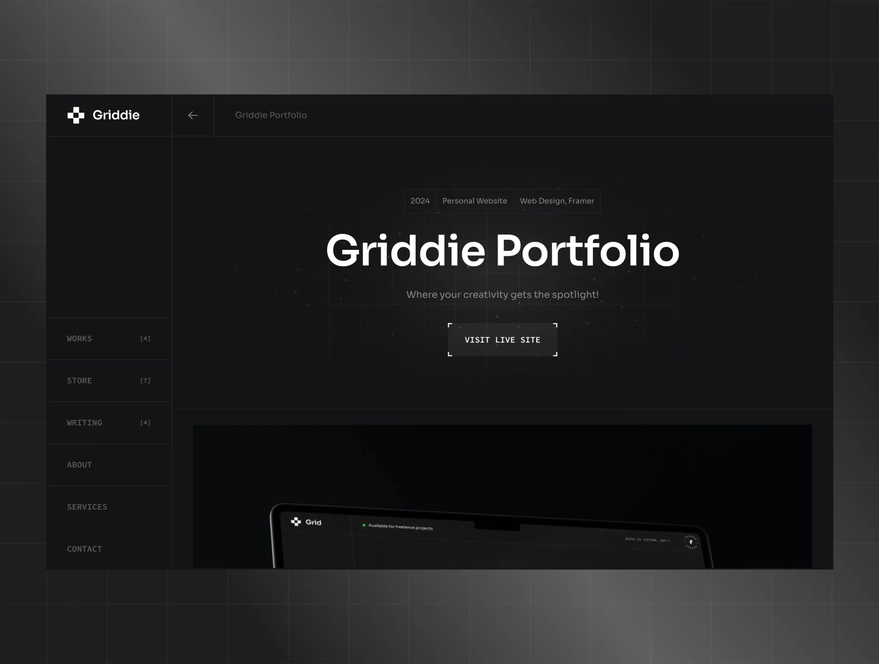 Griddie - Personal Site Framer template 3