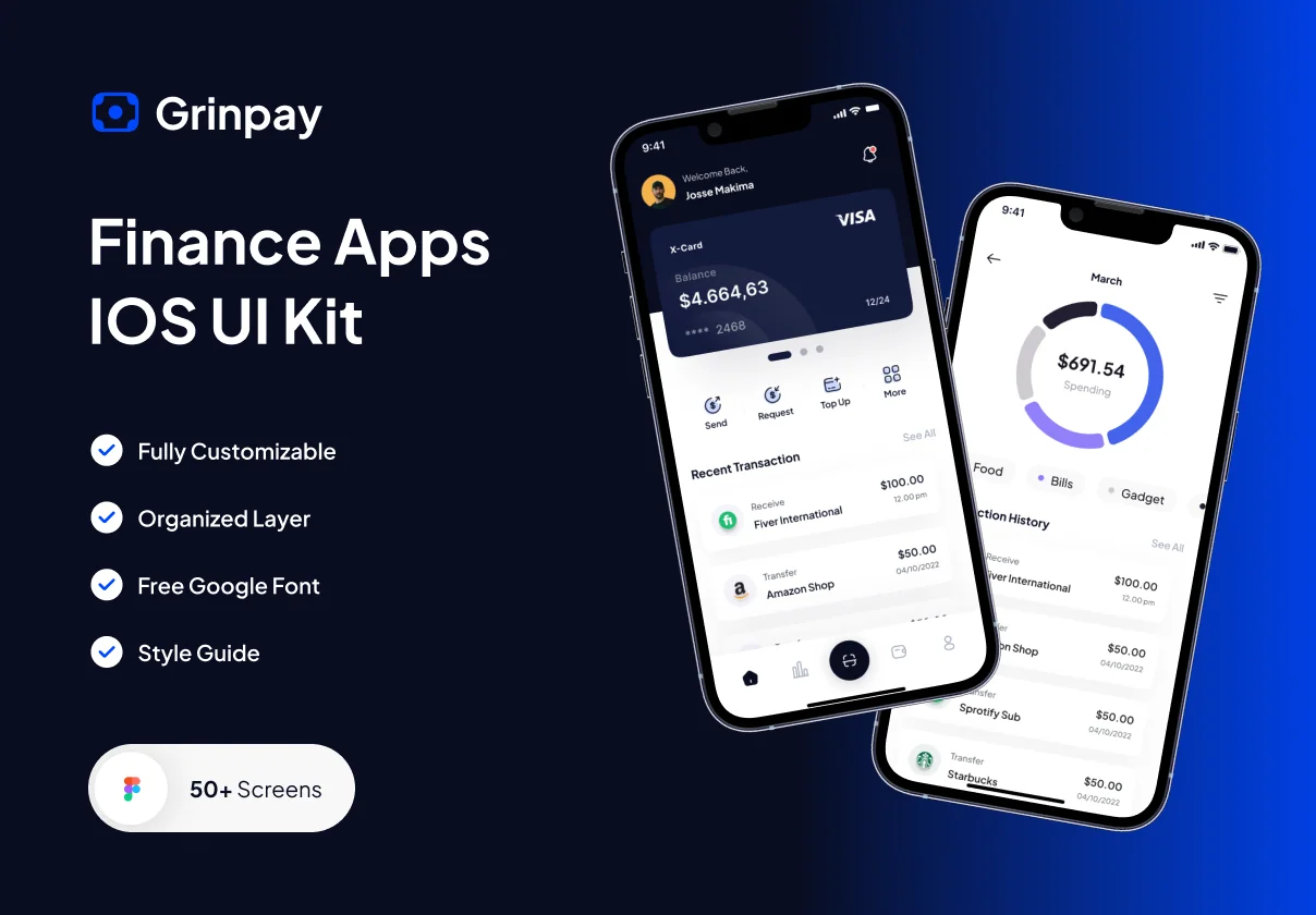 Grinpay - Finance Apps IOS UI Kit