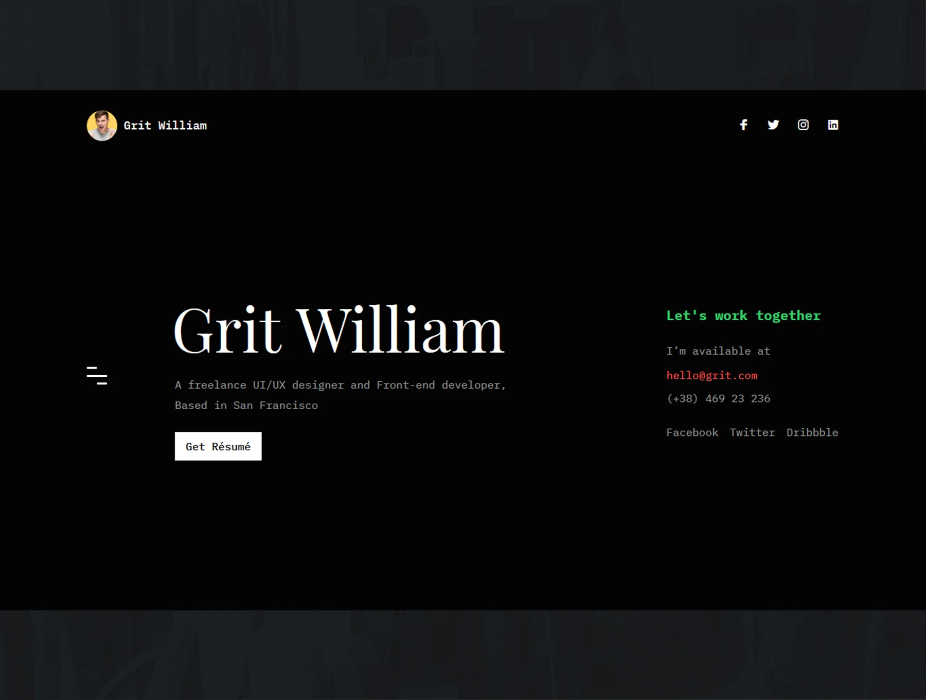 Grit - Portfolio/CV/Resume HTML Template 2