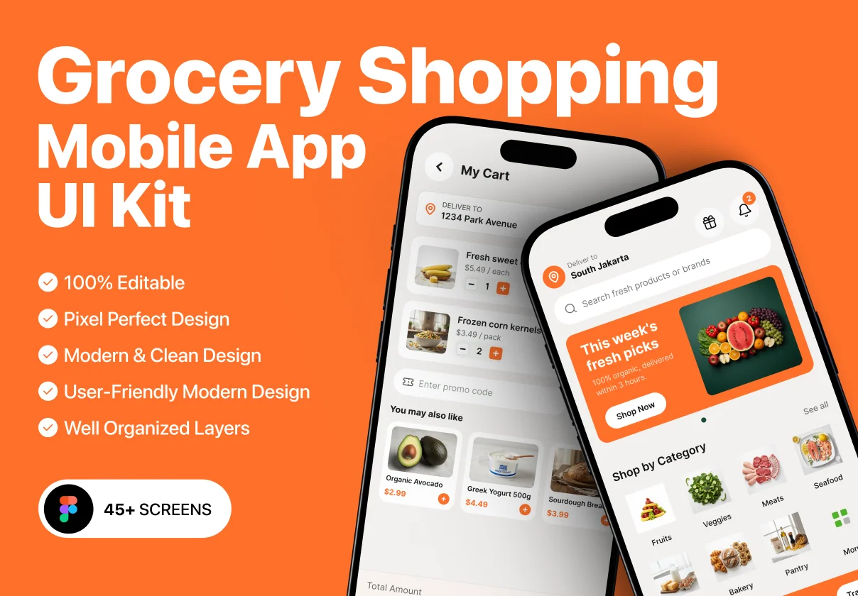 Groc – Grocery Shopping Mobile App UI Kit