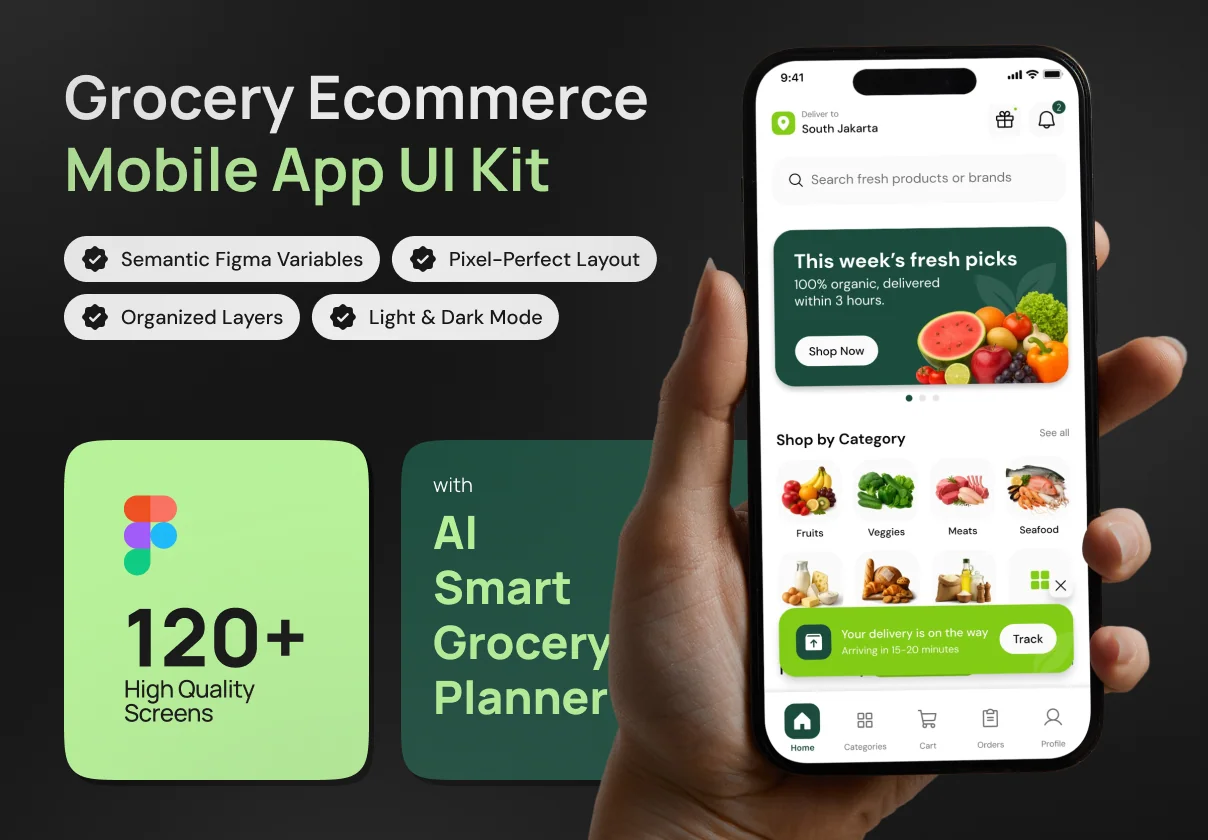 Groceria - Grocery App UI Kit with AI Grocery Planner