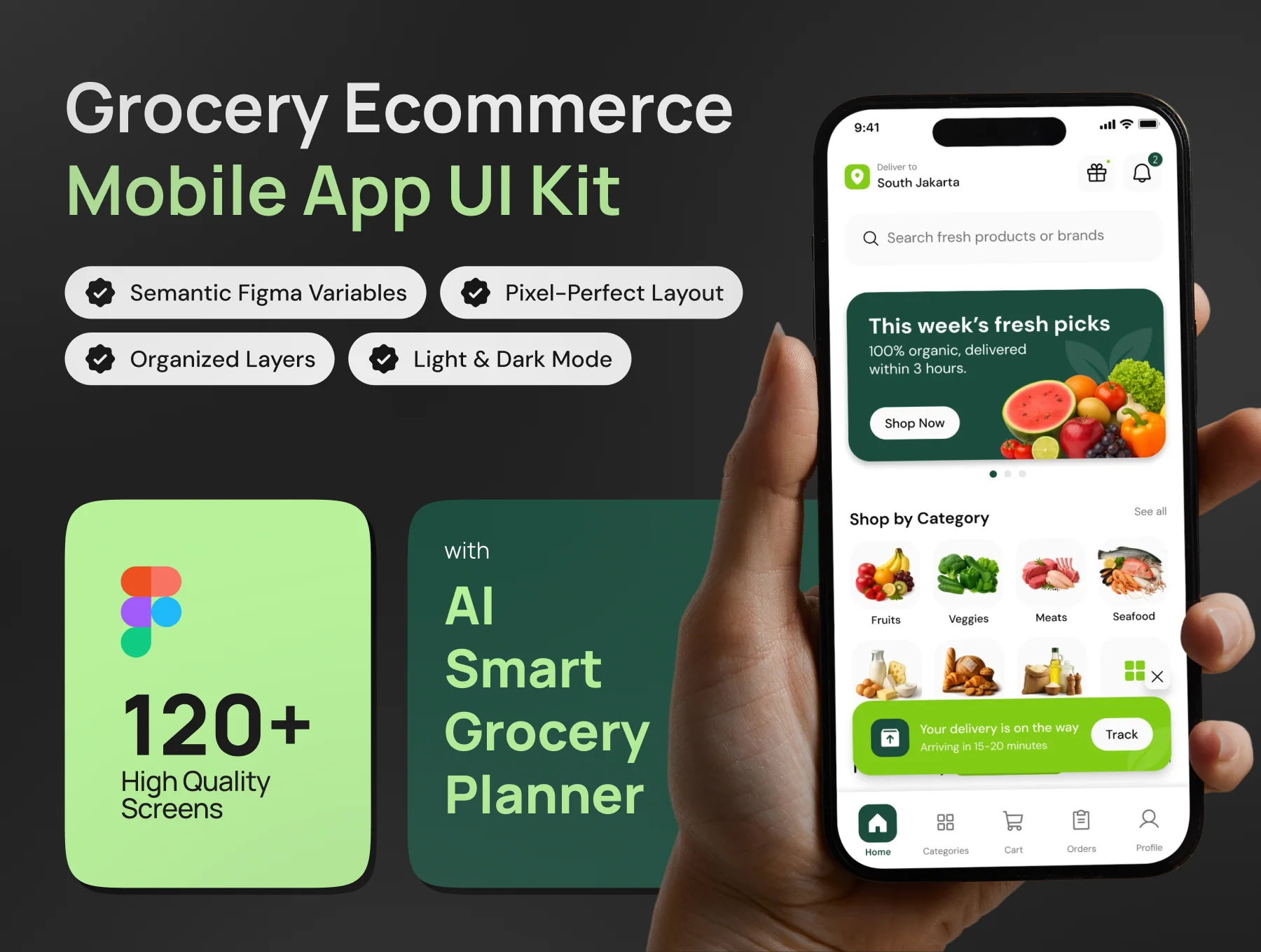 Groceria - Grocery Ecommerce Mobile App UI Kit