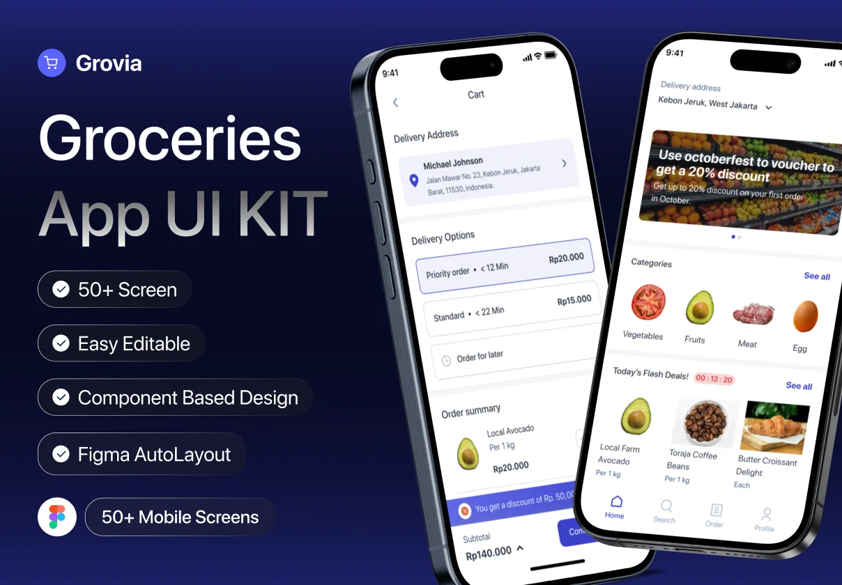 Grovia - Modern Groceries App UI Kit