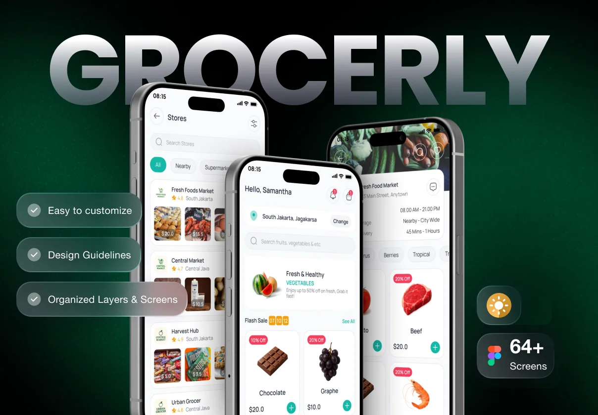 Grocerly - eCommerce Grocery App UI Kit