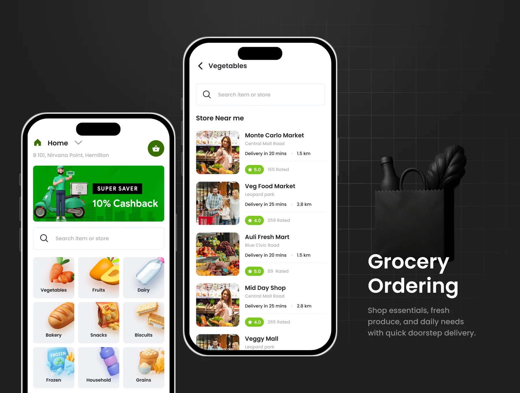 Grocery Delivery App | 3 Apps | DeliGroc | Figma 2