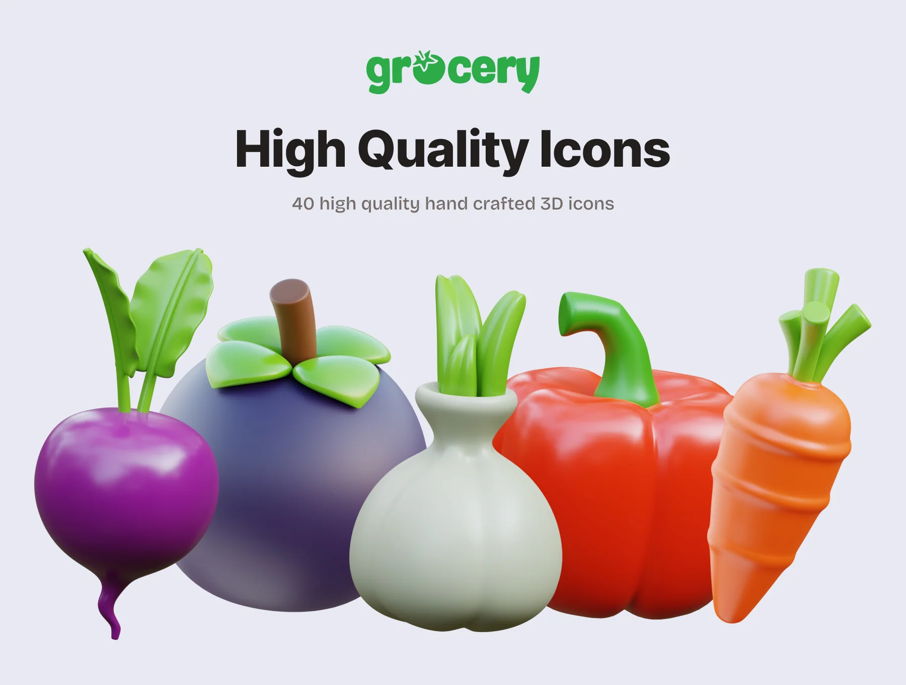 Grocery - Food & Vegetable 3D Icons 2