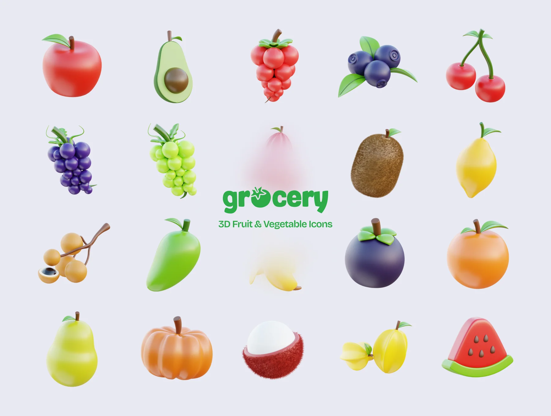 Grocery - Food & Vegetable 3D Icons 7